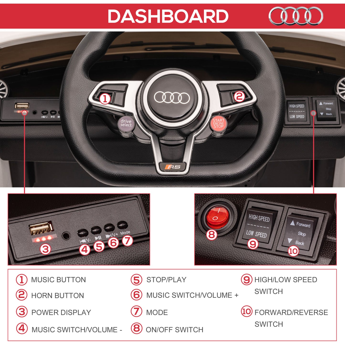 Licensed Ride-On Car: 6V Electric, Kids, Remote Control, Battery Powered, White Kids Crystal