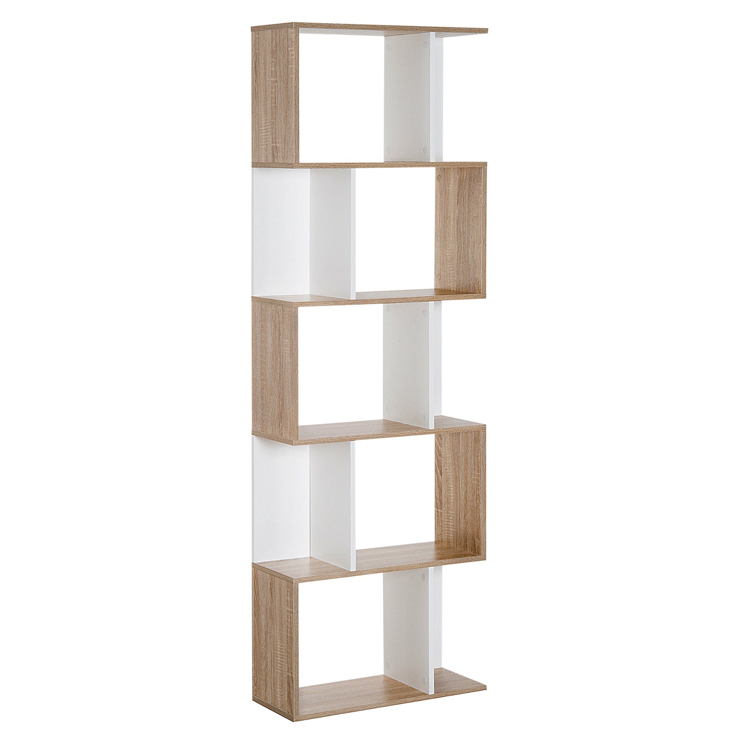 5-Tier Modern Bookcase Display Shelf Storage Room Divider for Living Room Home Office White Kids Crystal