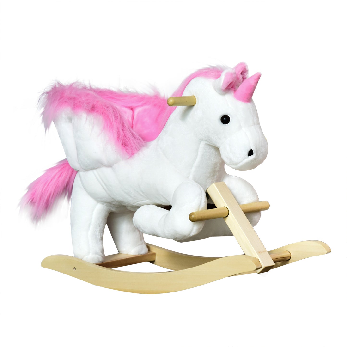 Kids's Pink Plush Rocking Horse Pony Sing-Along Musical Song Ride-On Toy Playtime Rocker Toddlers Kids Crystal