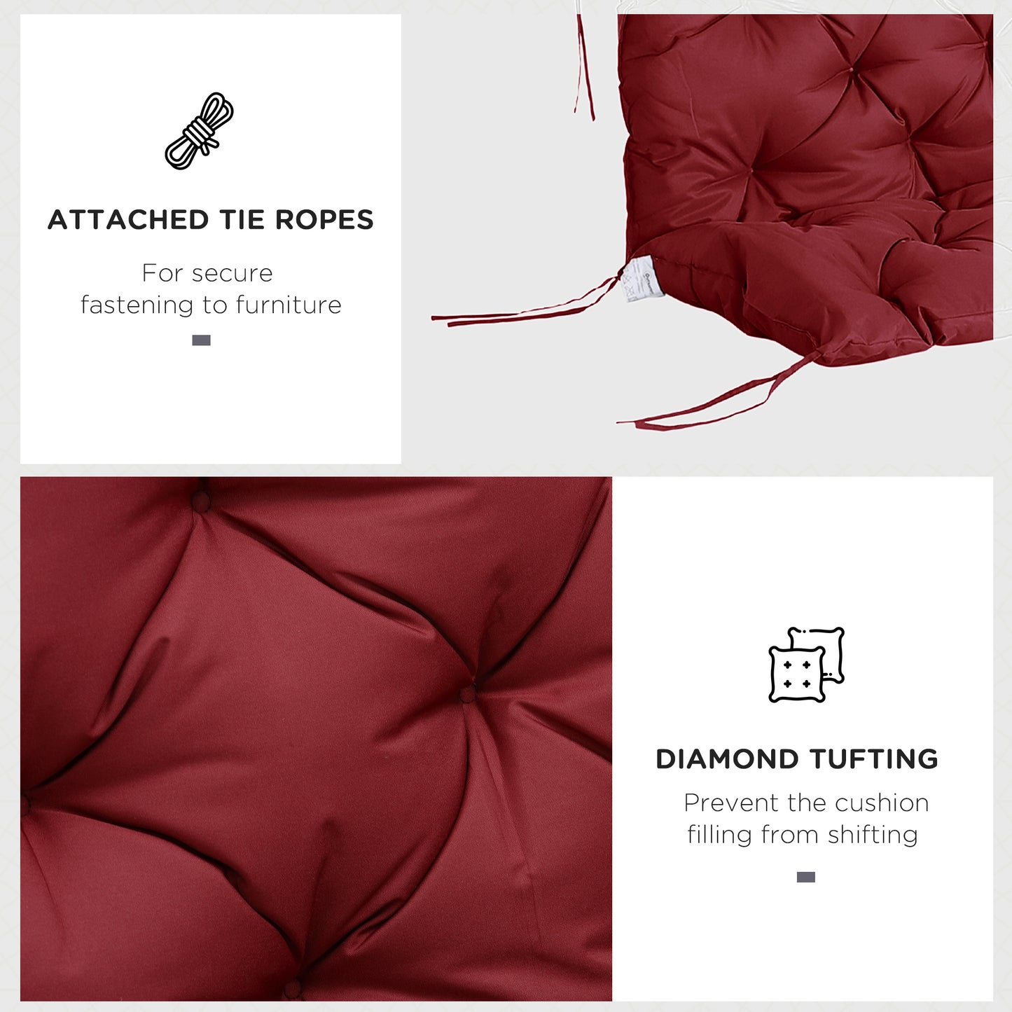 3 Seater Outdoor Seat Pads Bench Swing Chair Replacement Cushions Backrest for Patio Garden, Wine Red Kids Crystal