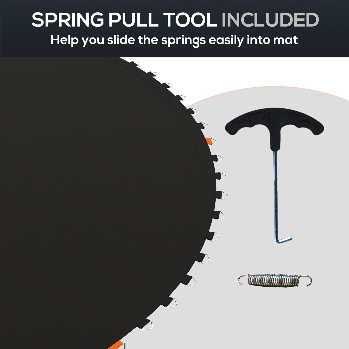 Trampoline Jumping Mat Replacement with Spring Tool 72 V-Hooks for 12ft Round Trampolines Black Kids Crystal