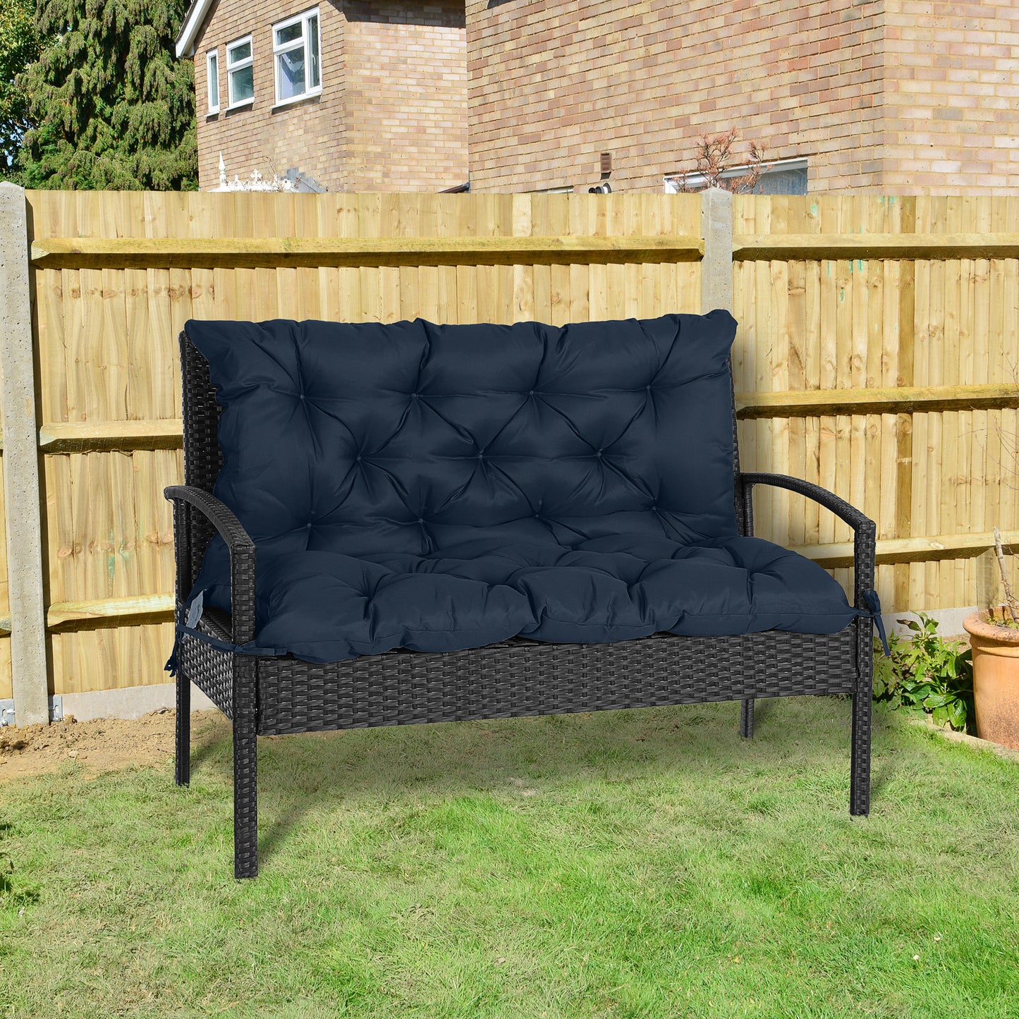 Non-Slip Garden Bench Cushion 2 Seater Thick Pad Swing Chair Mat Replacement 39.4" x 38.6" Dark Blue Kids Crystal