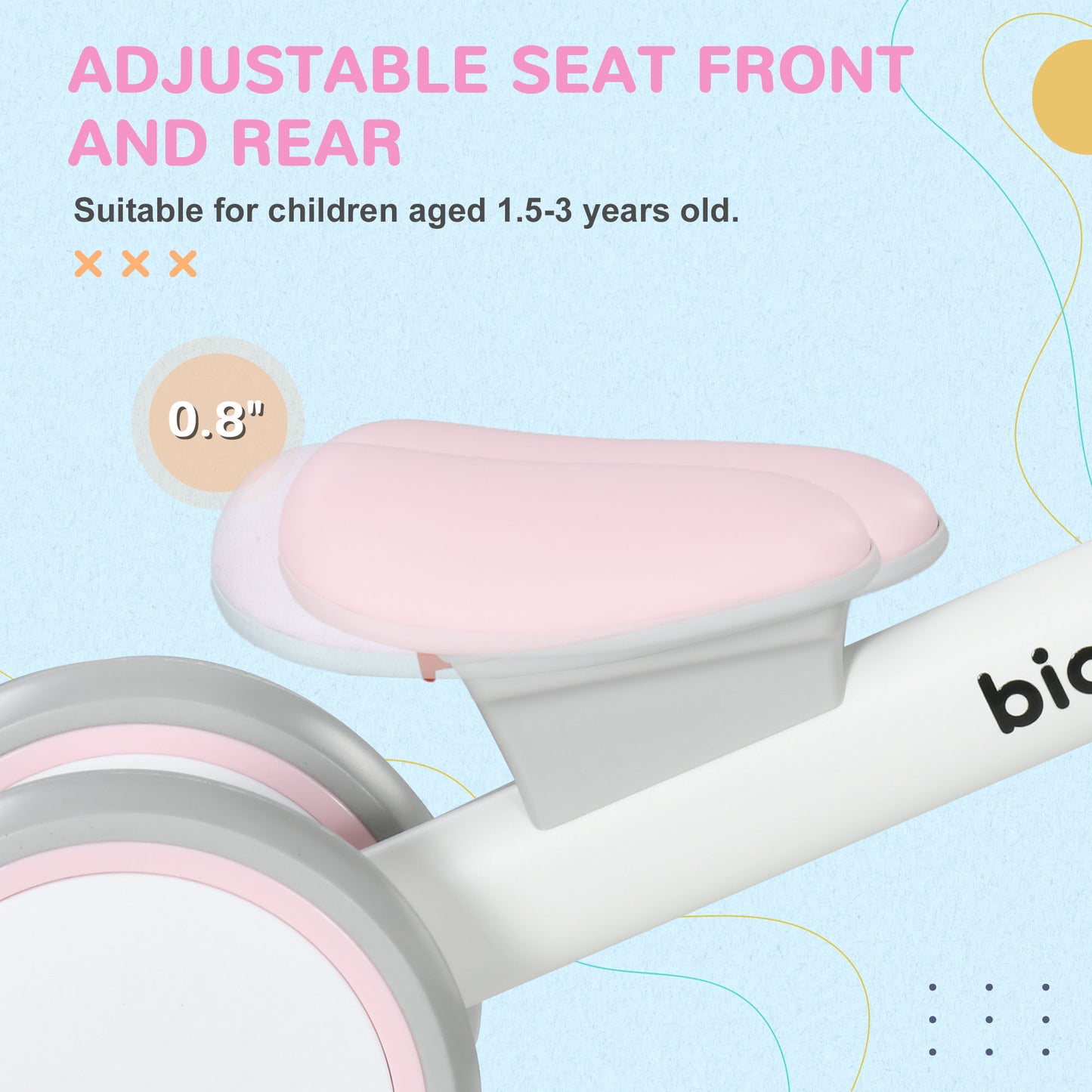 Toddler Balance Bike for 12–36 Months with Adjustable Seat, Removable Basket, 4 Silent Wheels, Pink