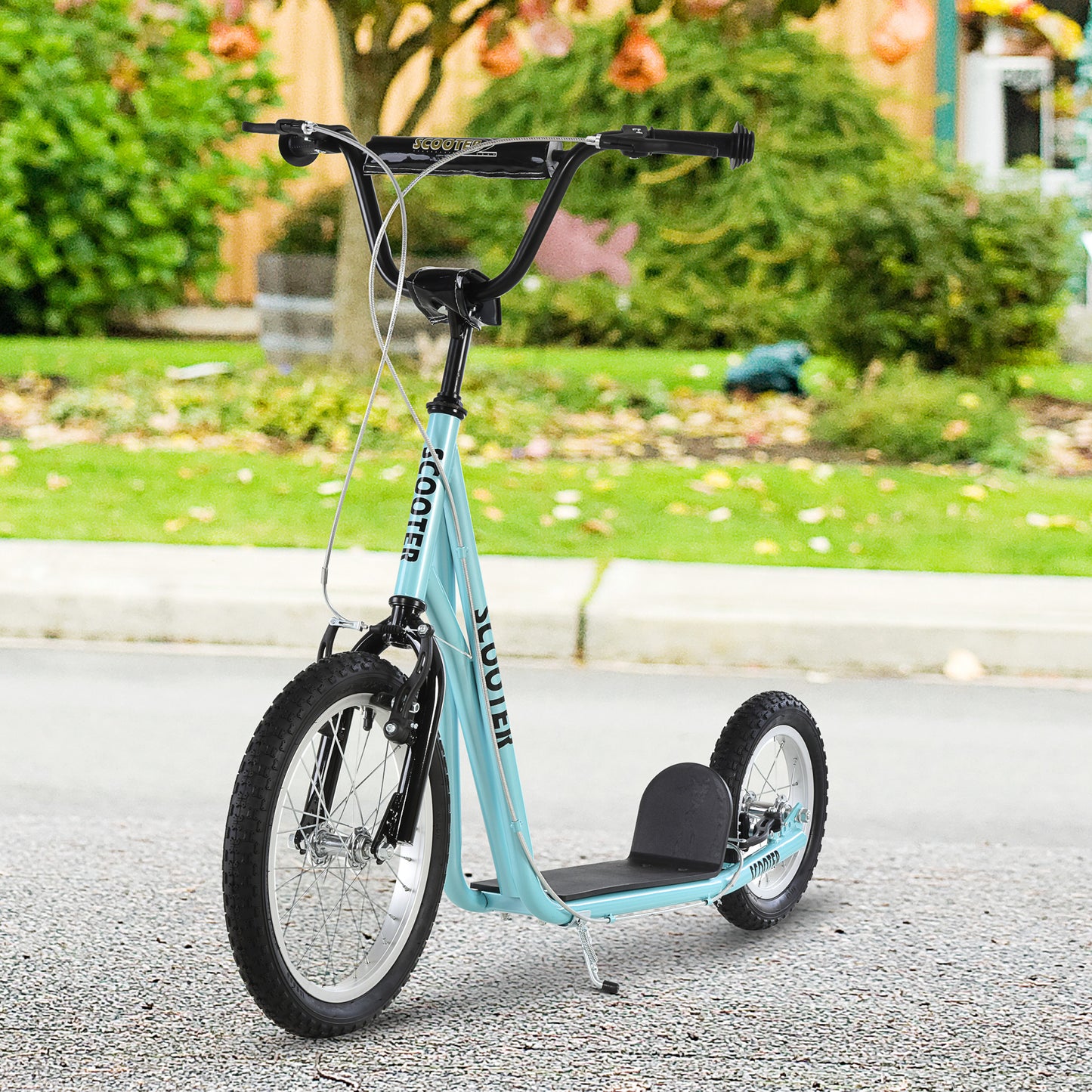 Big Wheel Scooter for Teens Youth Adjustable Handlebar with Dual Brakes Inflatable Wheels Kids Crystal