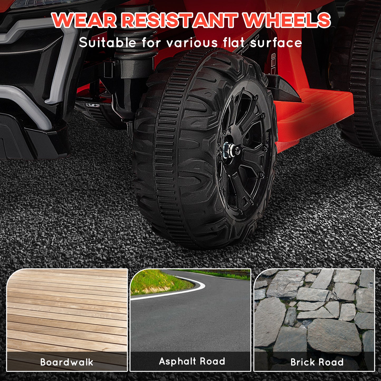 Kids ATV, 6V Battery Powered Electric Vehicle with Headlights, Forward/Reverse Switch for 18-36 Months, Red Kids Crystal
