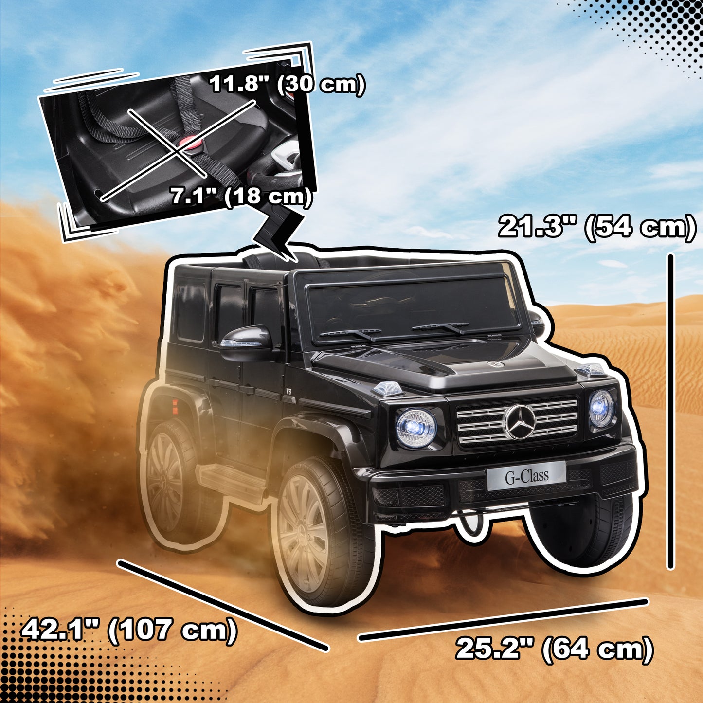 12V Battery-Powered Kids Ride On Mercedes Benz G500 Car with Parental Remote Control Music Lights MP3 Kids Crystal
