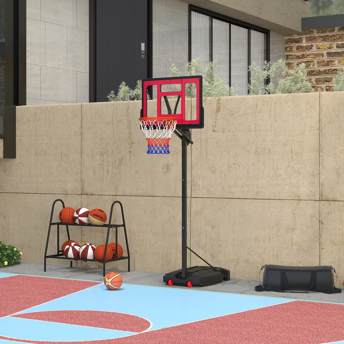 Kids Basketball Hoop, 6.6-8.5ft Adjustable Height Basketball Net with Weight Bag, for Indoor Outdoor, for 6+ Years Kids Crystal