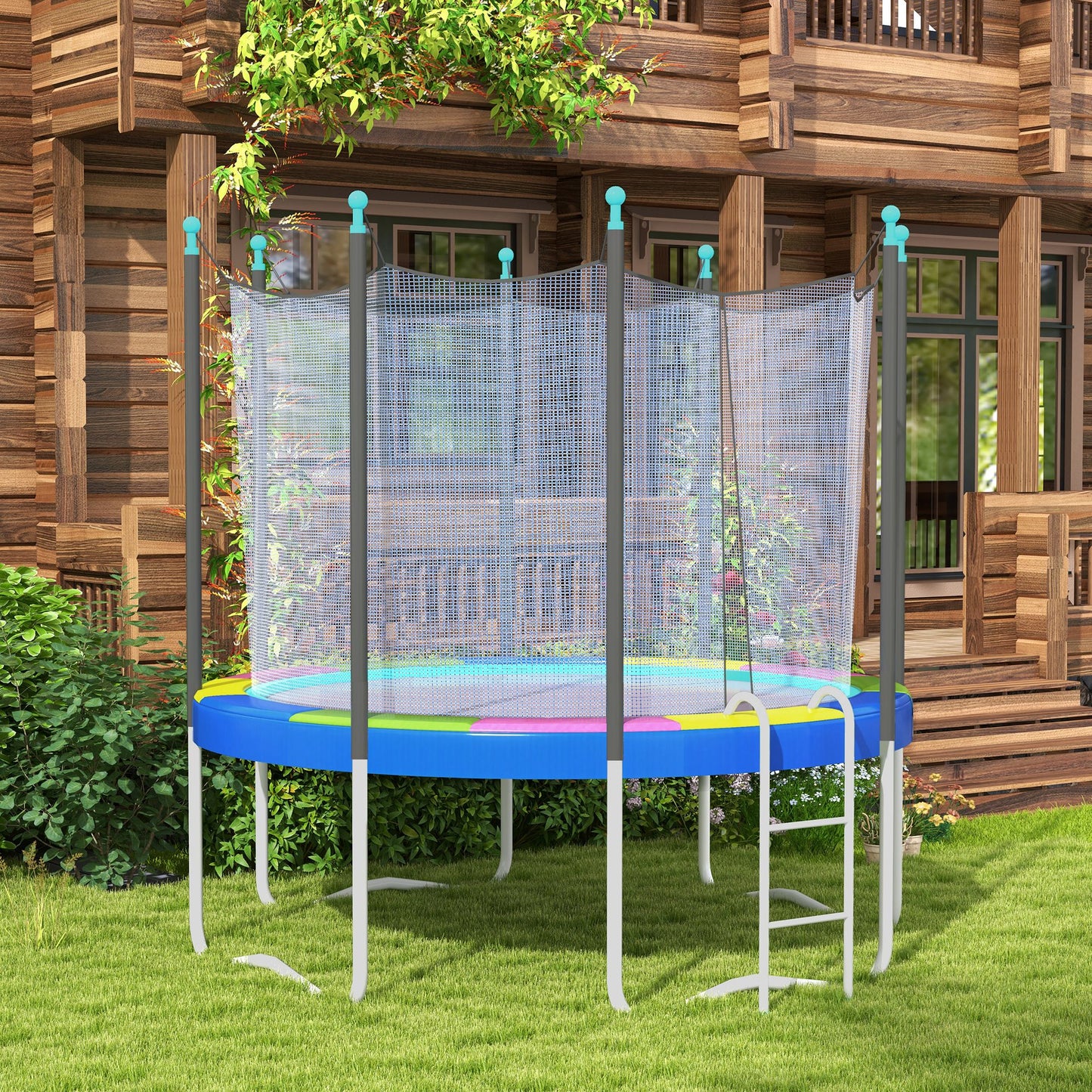 14FT Trampoline Spring Cover, Trampoline Pad Replacement, Waterproof and Tear-Resistant, Multi-Colored Kids Crystal