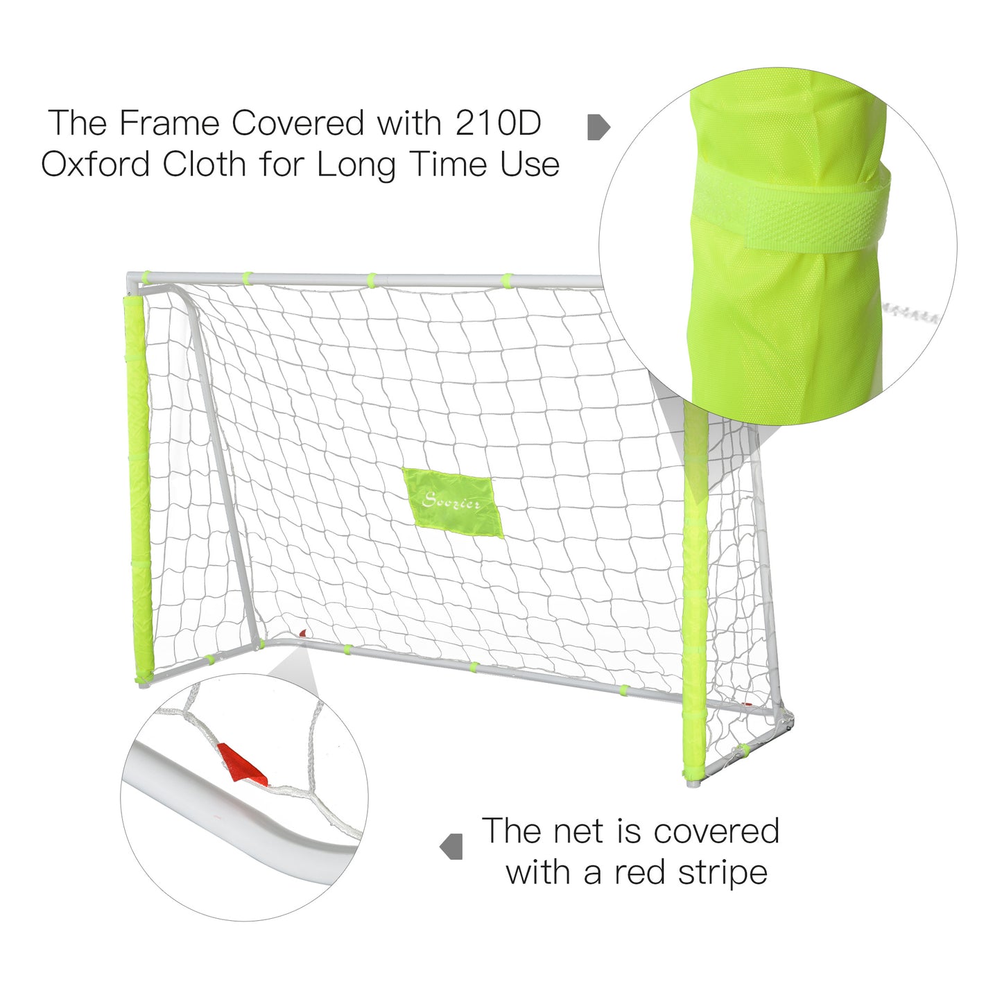 6ft x 4ft Soccer Goal Net with Metal Frame, PE Mesh, Ground Stakes, Easy Assembly, Yellow Kids Crystal