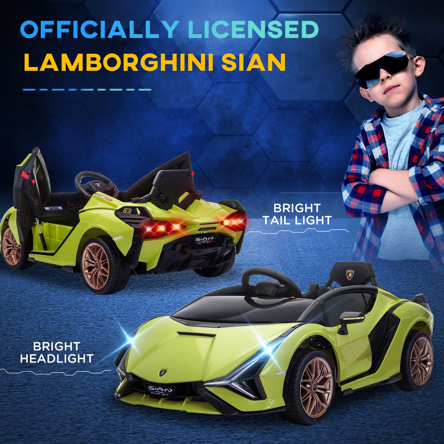 Compatible 12V Battery-powered Kids Electric Ride On Car Toy with Parental Remote Control Music Lights MP3 Green Kids Crystal