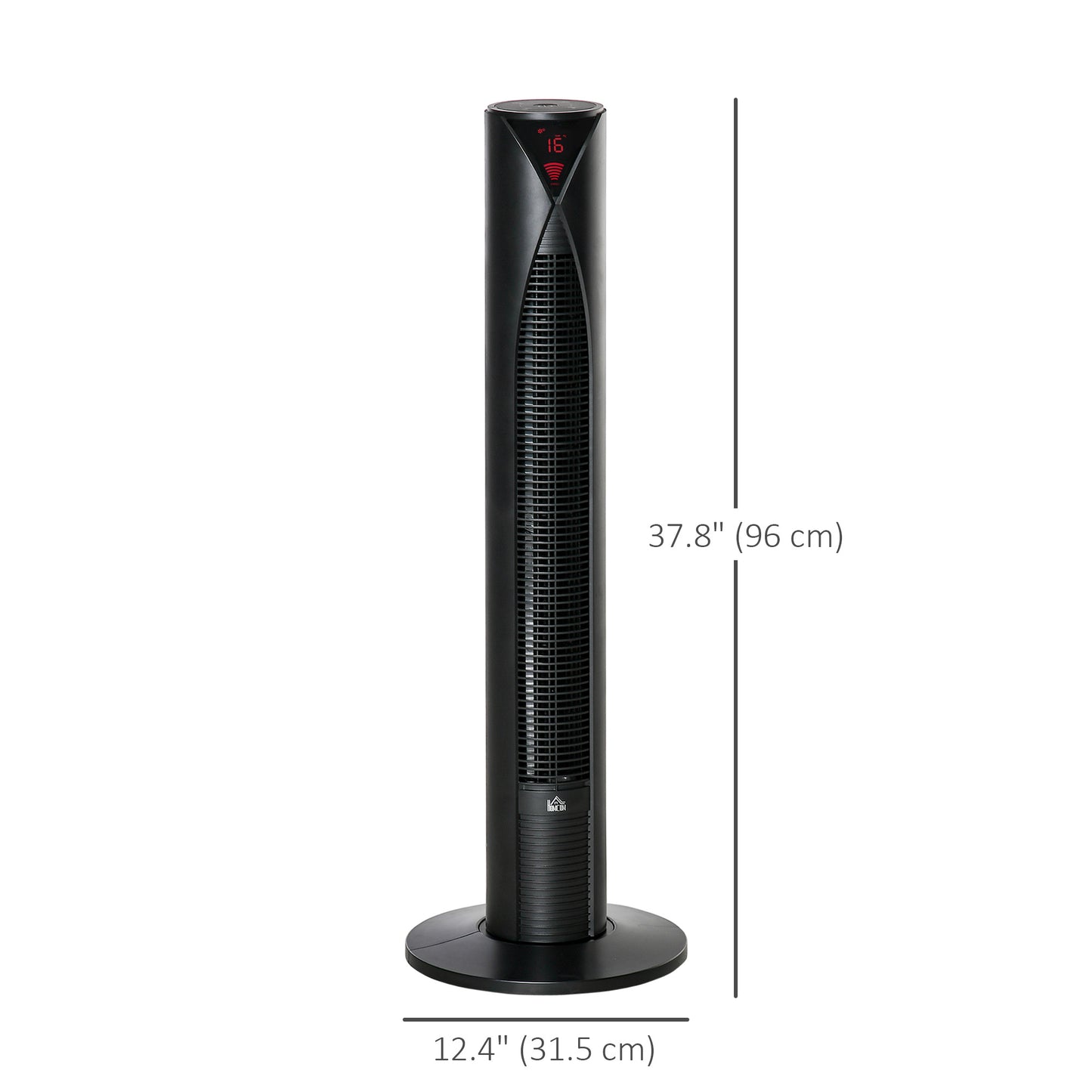 Tower Fan Oscillating 3 Speed 12h Timer LED Remote Control Cooling for Bedroom Home Black Kids Crystal