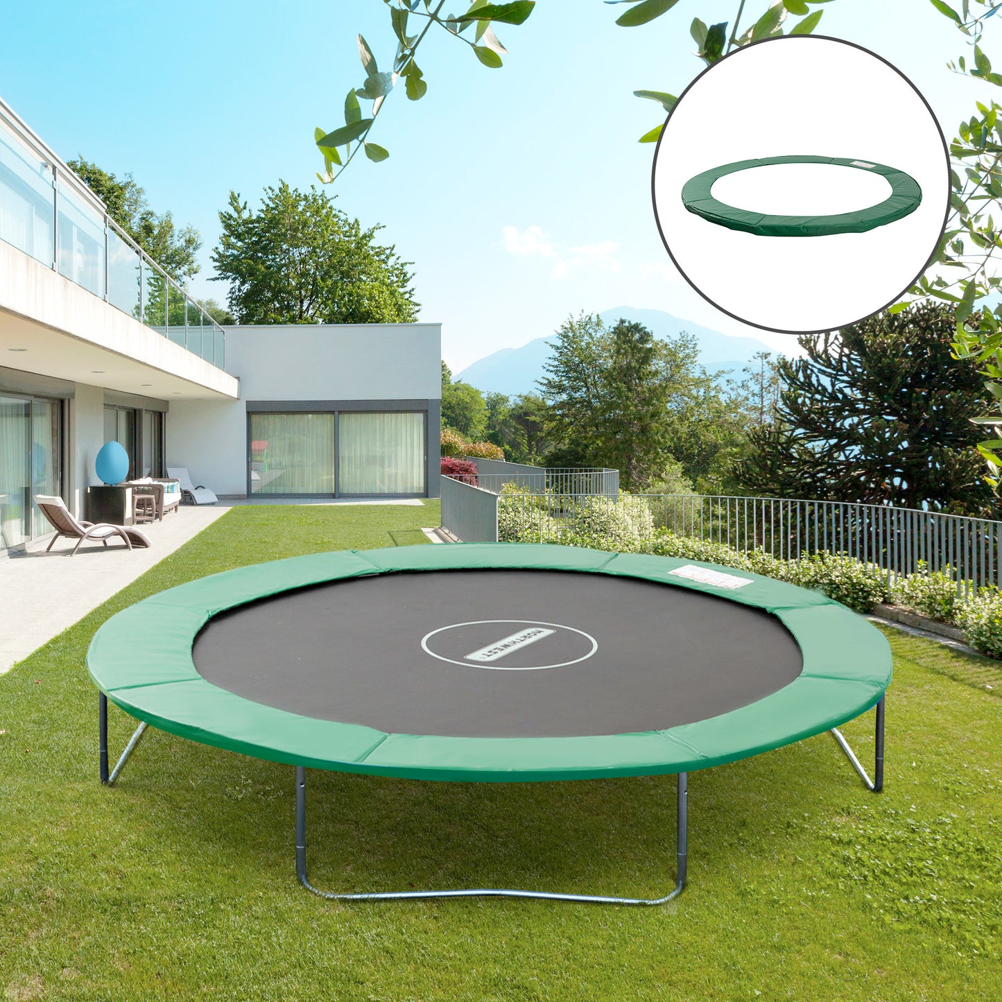 ?8ft Trampoline Safety Pad Spring Cover Replacement Bounce Jump EPE Foam Protection Green Kids Crystal
