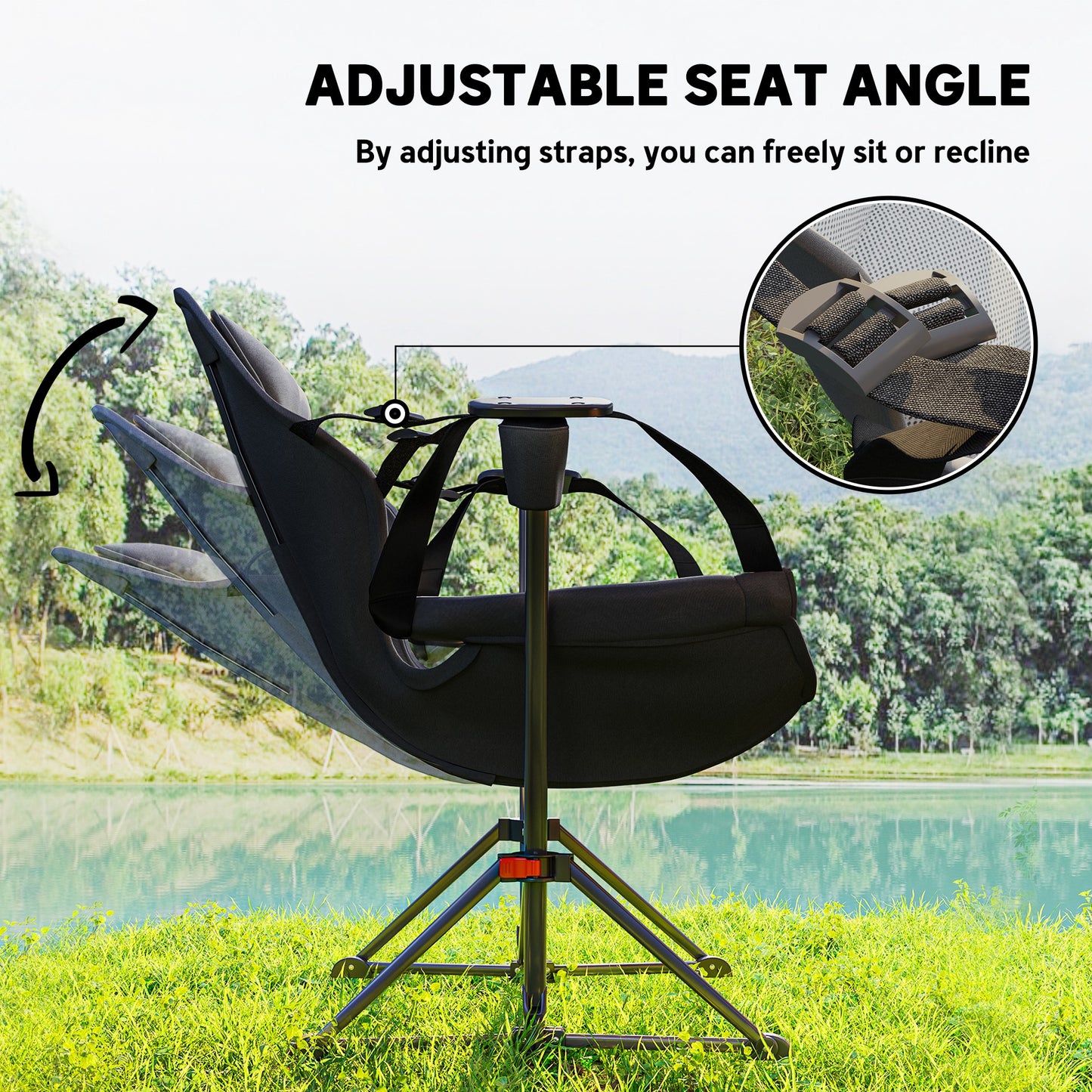 Hammock Camping Chair Set of 2, Adjustable Back Folding Swinging Hammock Chair with Cup Holder and Padded Seat