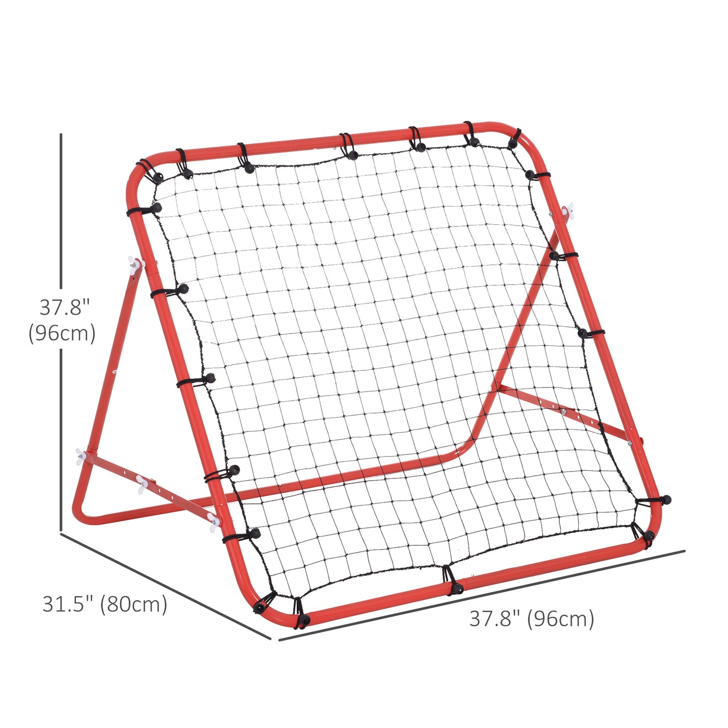 Kids Football Rebounder Net Training Soccer Kickback Target Goal Adjustable Red for Outdoor Play Kids Crystal