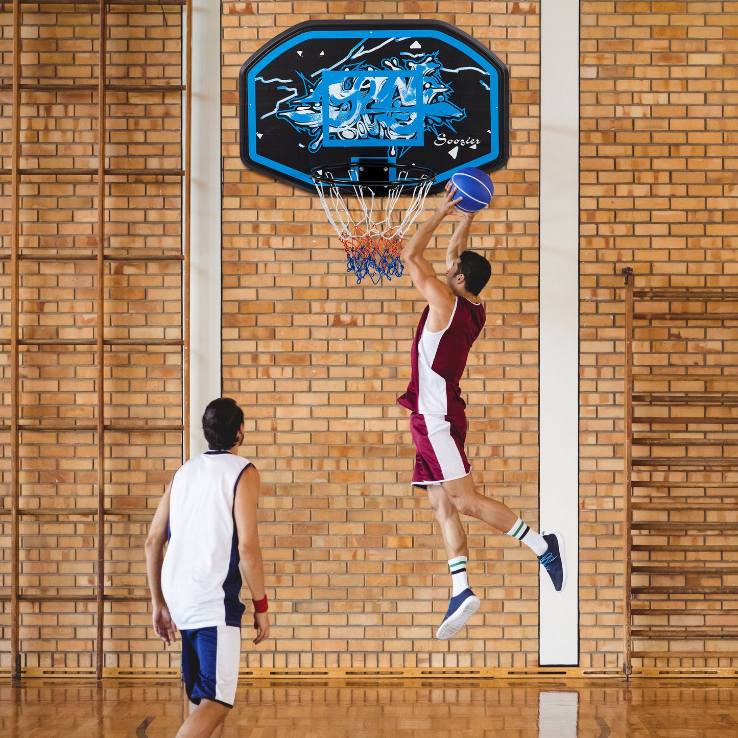 Wall Mounted Mini Basketball Hoop Set for Kids Adults Indoor Outdoor Use Over the Door Basketball Goal Kids Crystal