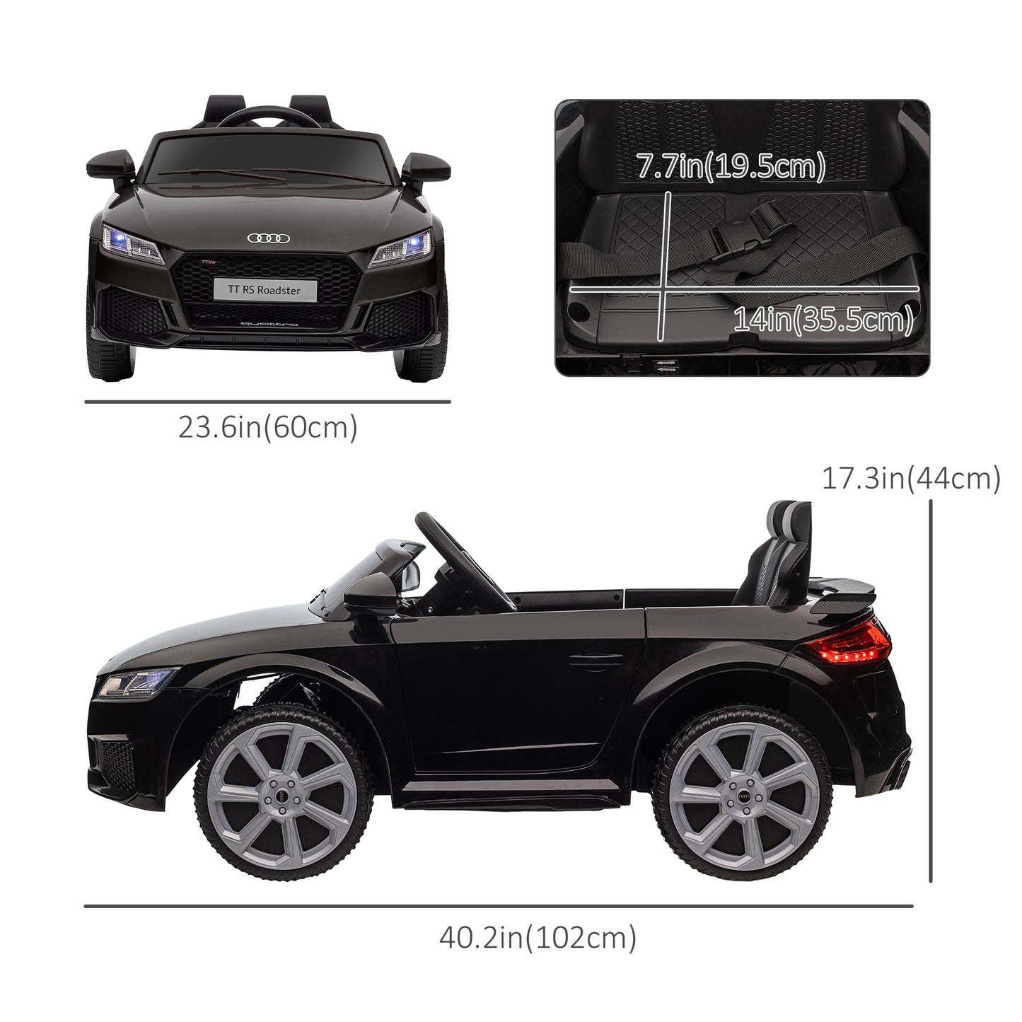 Licensed Ride-On Car: 6V Electric, Kids, Remote Control, Battery Powered, Black Kids Crystal