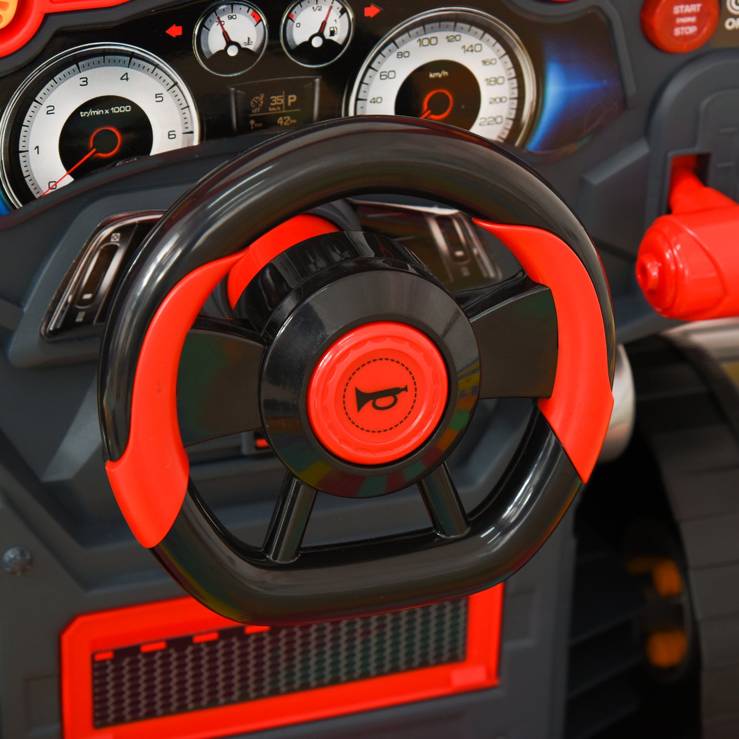 Educational Kids Truck Engine Toy Set Car Service Station Playset with Steering Wheel Horn Light RC Car Key Red Kids Crystal