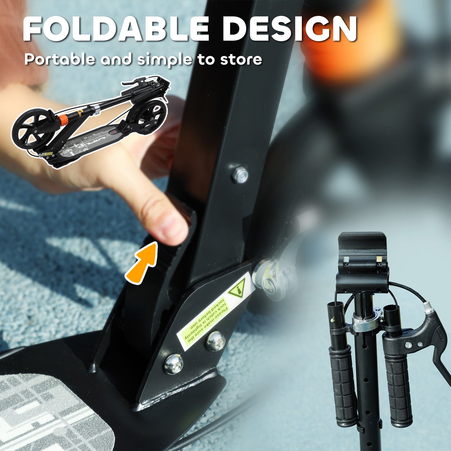 Foldable Kids Scooter with 4 Adjustable Height, Double Brake, Shock Absorption for Ages 6-12, Black Kids Crystal