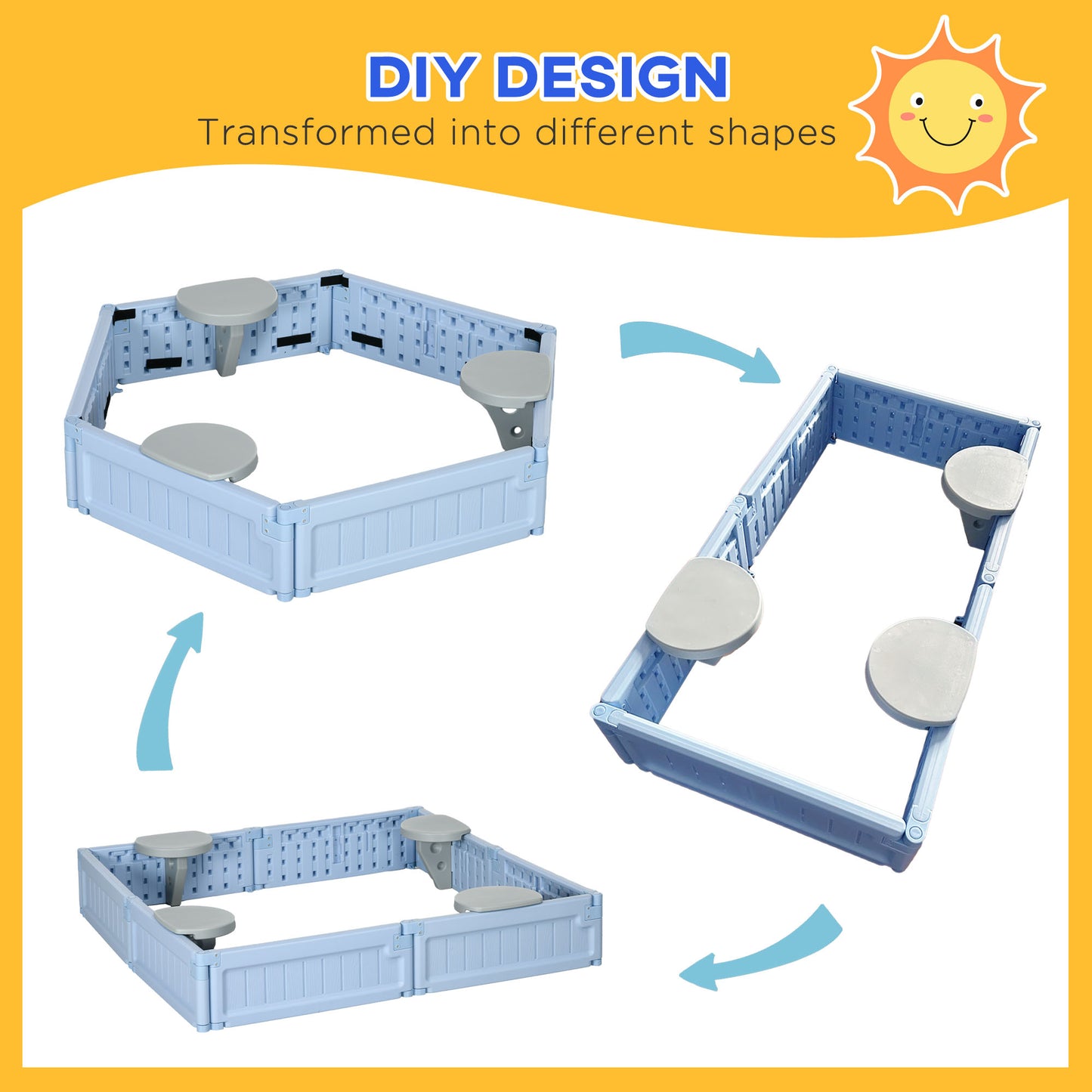 Childrens Sandbox with Canopy Light Blue Outdoor Play Area with Bottom Liner for Sun Protection Kids Crystal