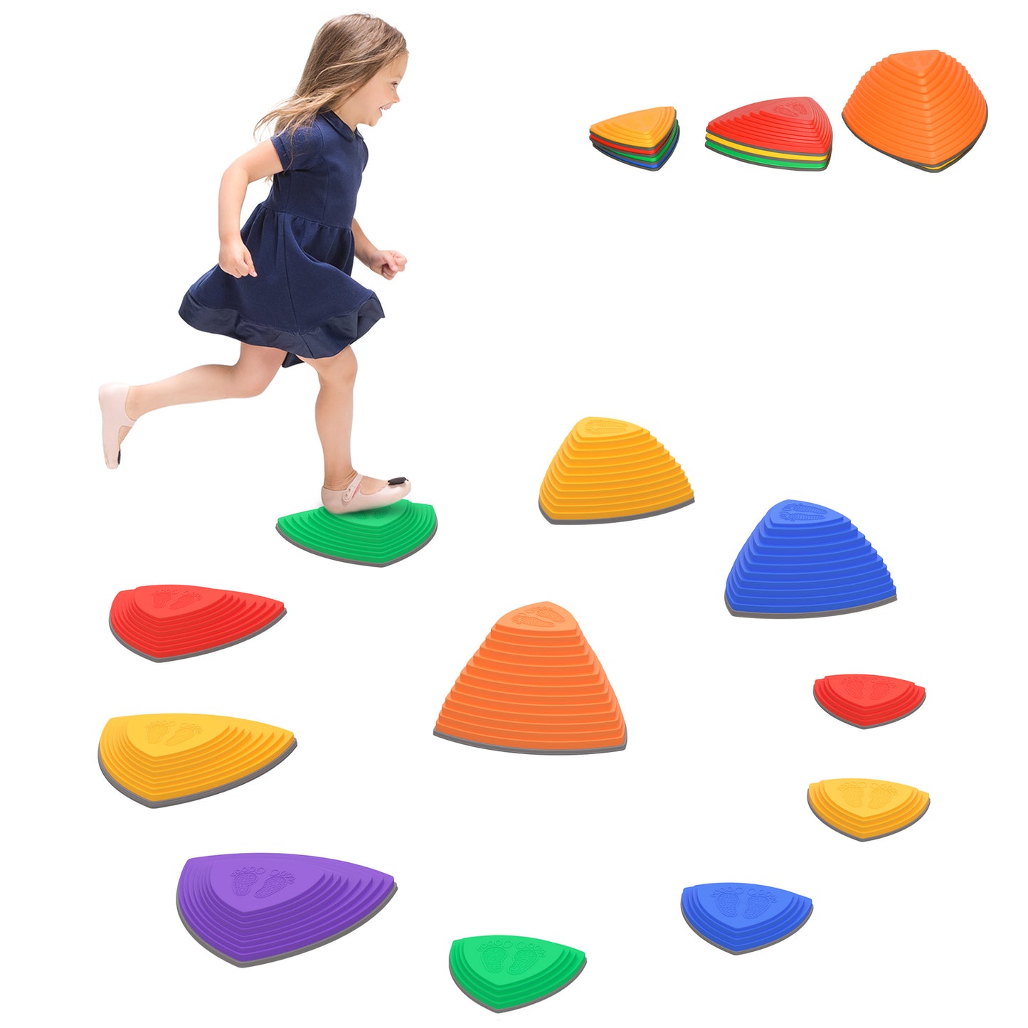 Kids Balance River Stones Obstacle Course Sensory Play Stones Outdoor Indoor Play for Ages 3-8 Kids Crystal