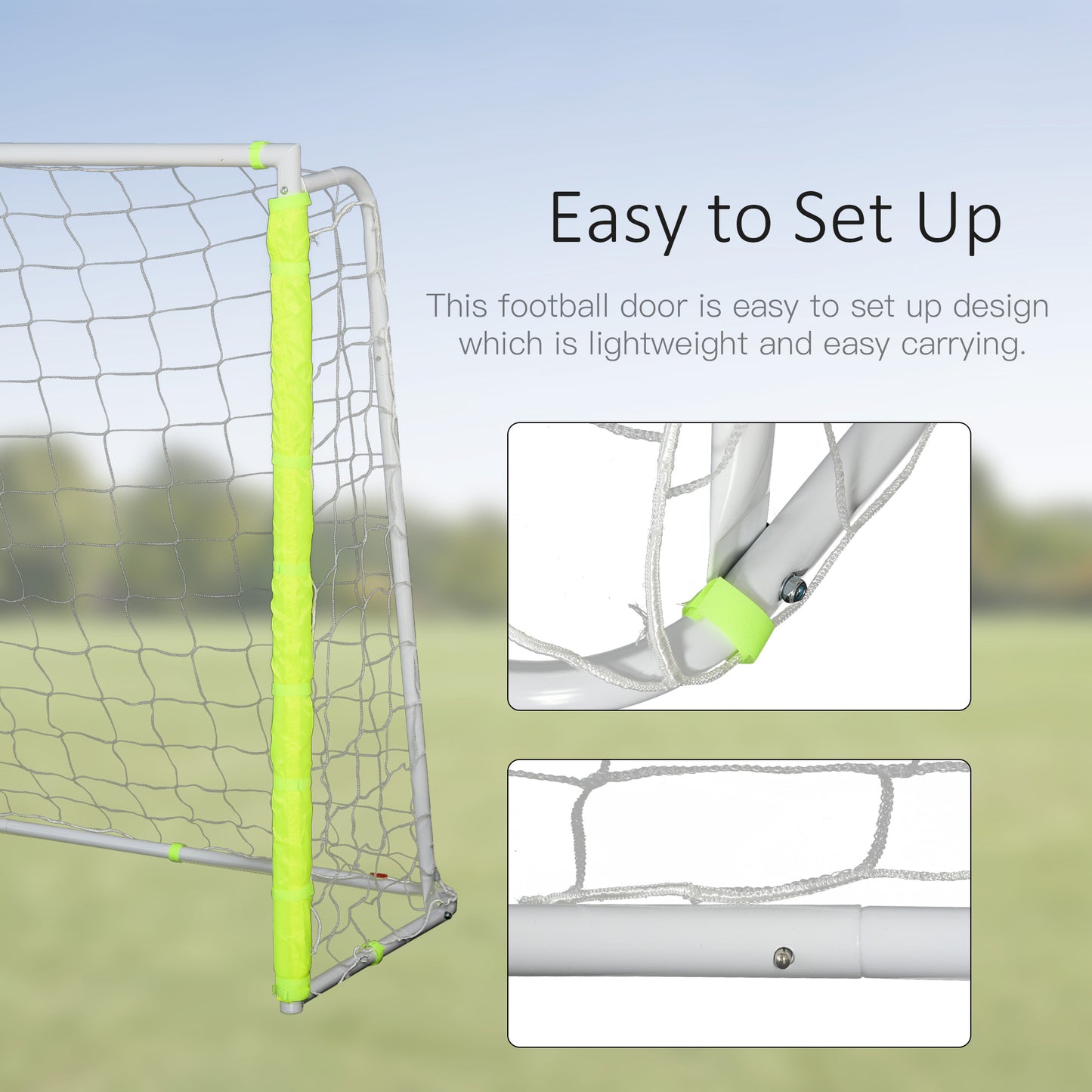 6ft x 4ft Soccer Goal Net with Metal Frame, PE Mesh, Ground Stakes, Easy Assembly, Yellow Kids Crystal