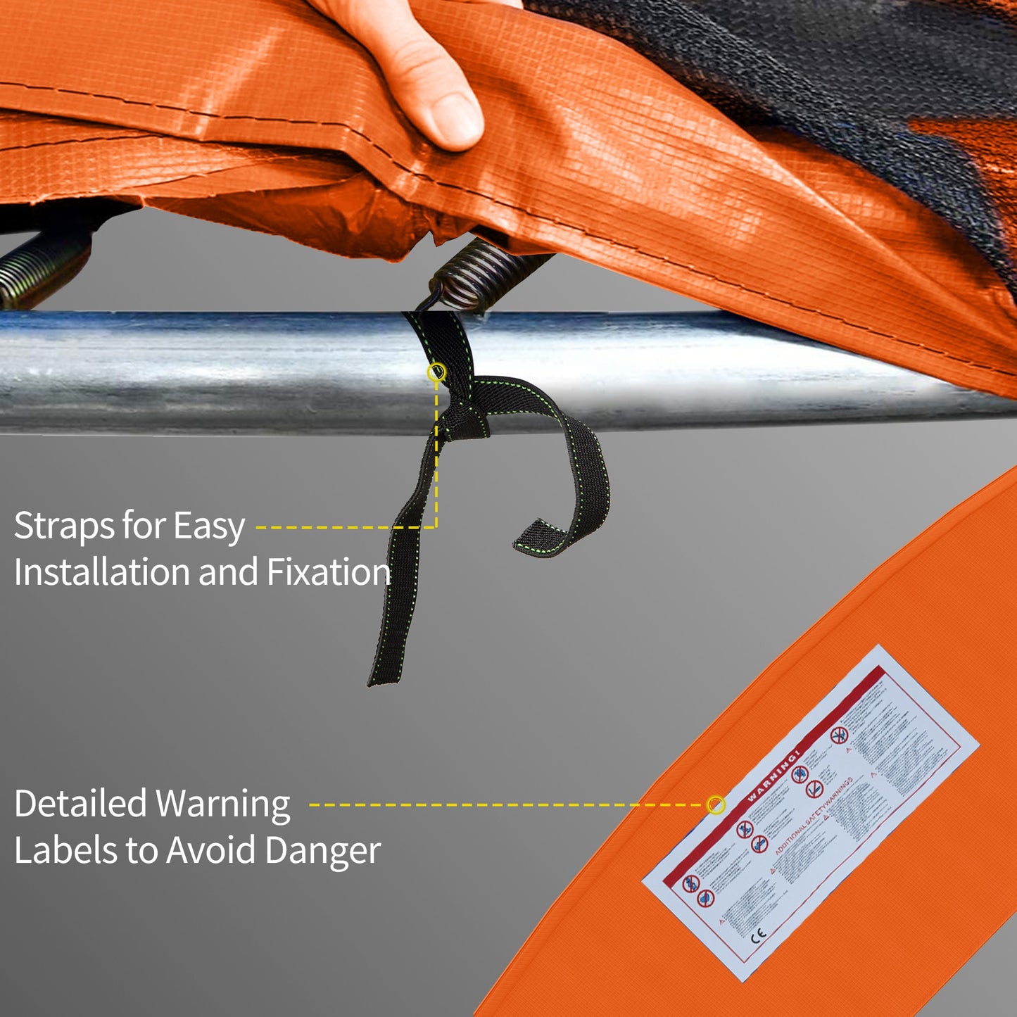 12ft Trampoline Replacement Pad Trampoline Spring Cover EPE Foam Light Orange Kids Crystal