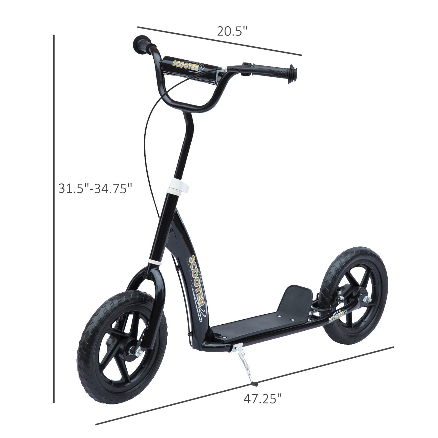 Street Cruiser: Kids Scooter Street Bike with 12" Tire for Ages 5+, Ride-On Toy, Black Finish Kids Crystal