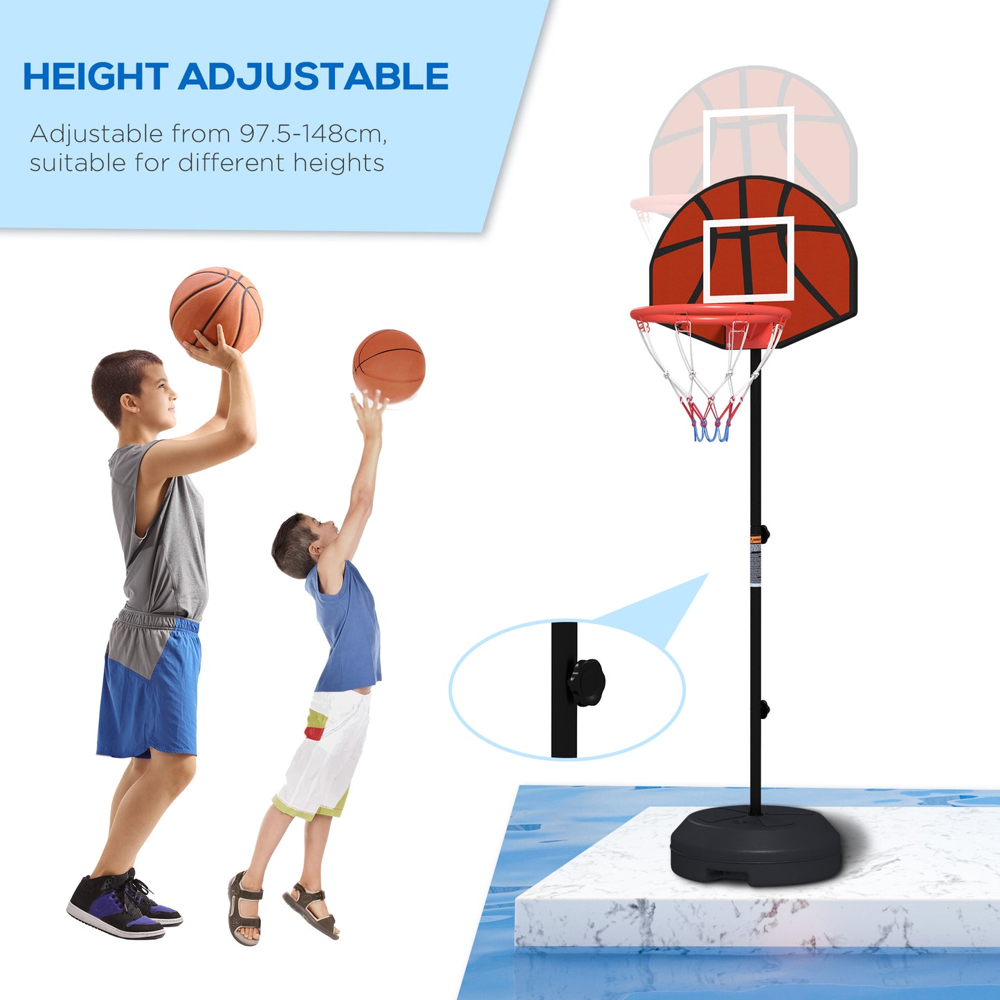 3-5ft Basketball Hoop and Stand with Magenic Dartboard and Darts, 15" Backboard, Weighted Base for Teens Youth Kids Crystal