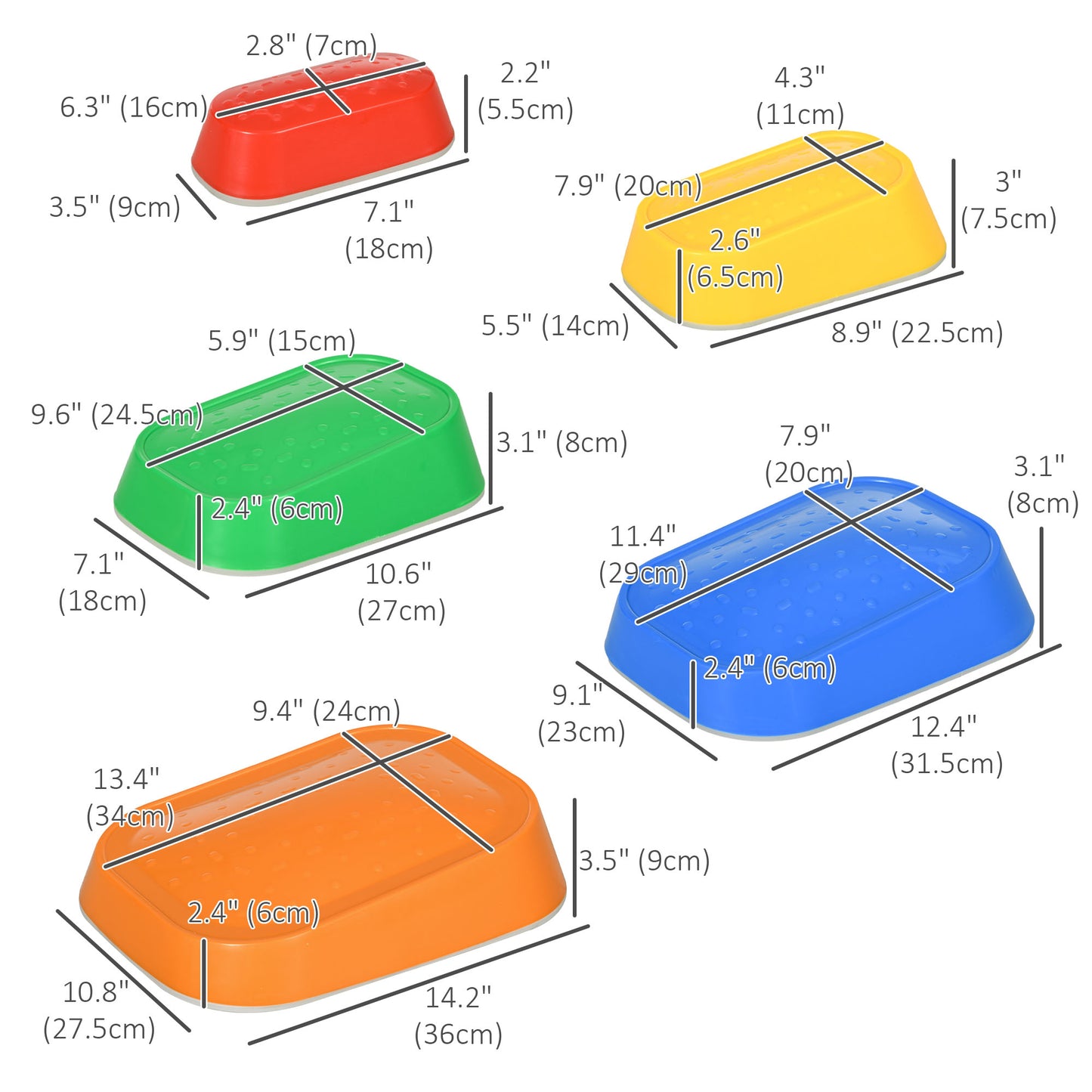 5 Piece Kids Stepping Stones for Sensory Play, Obstacle Course Equipment, Suitable for Ages 3-8, Indoor/Outdoor Kids Crystal