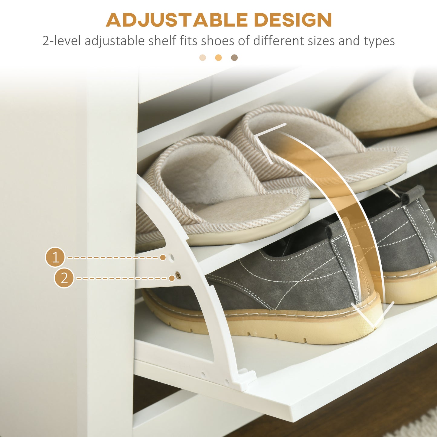 Shoe Storage Cabinet with 3 Flip Drawers and Adjustable Shelves for 18 Pairs of Shoes, White Kids Crystal