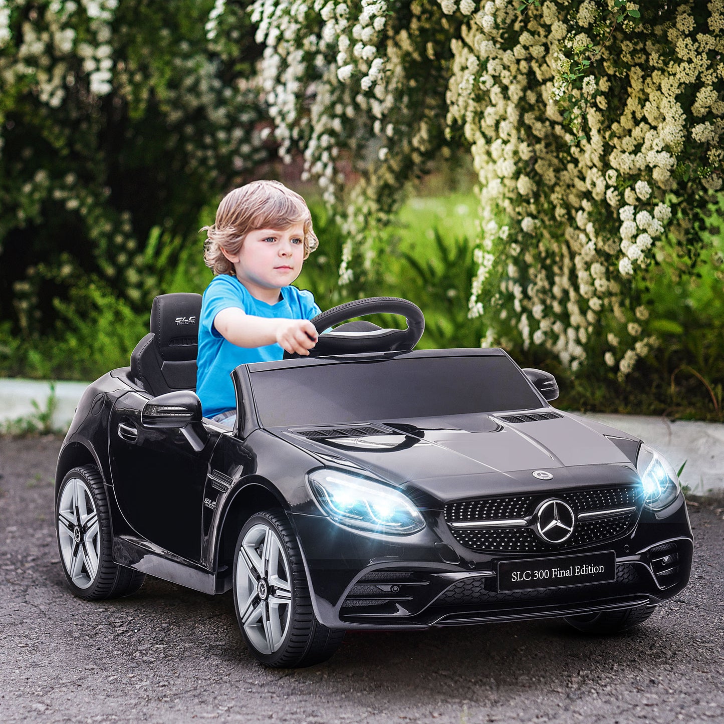 Electrifying Adventures: 12V Kids Electric Ride-On Car with Parental Remote, Music, Lights, Suspension for 3-6 Years, Black Kids Crystal
