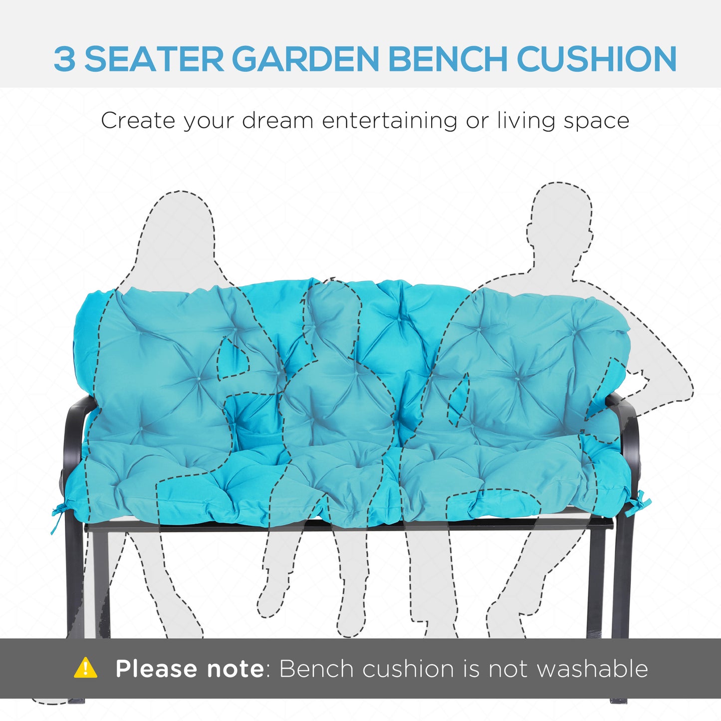 3 Seater Bench Swing Chair Replacement Cushions Outdoor Seat Pads Backrest Patio Garden Turquoise Kids Crystal