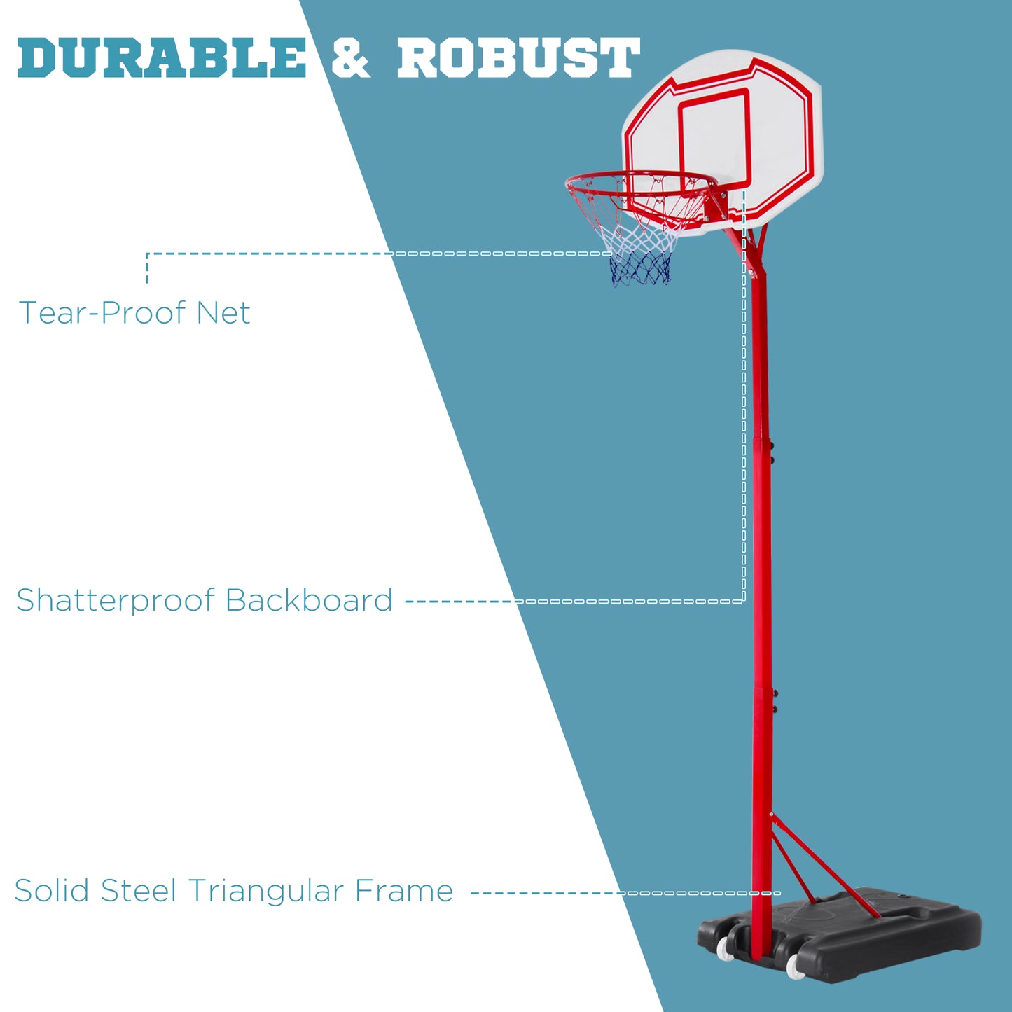Elevate Your Game: Portable Basketball Hoop System, 6.9'-8.5' Adjustable Height for All Ages Kids Crystal