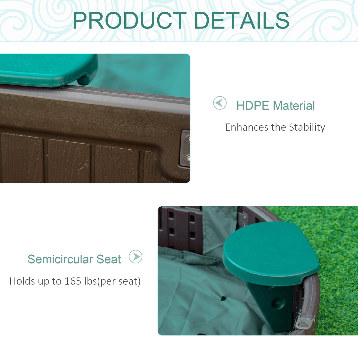 Childrens Sandbox with Canopy Cover Corner Seats Easy Assembly Outdoor Sand Play Area for Garden Backyard Kids Crystal