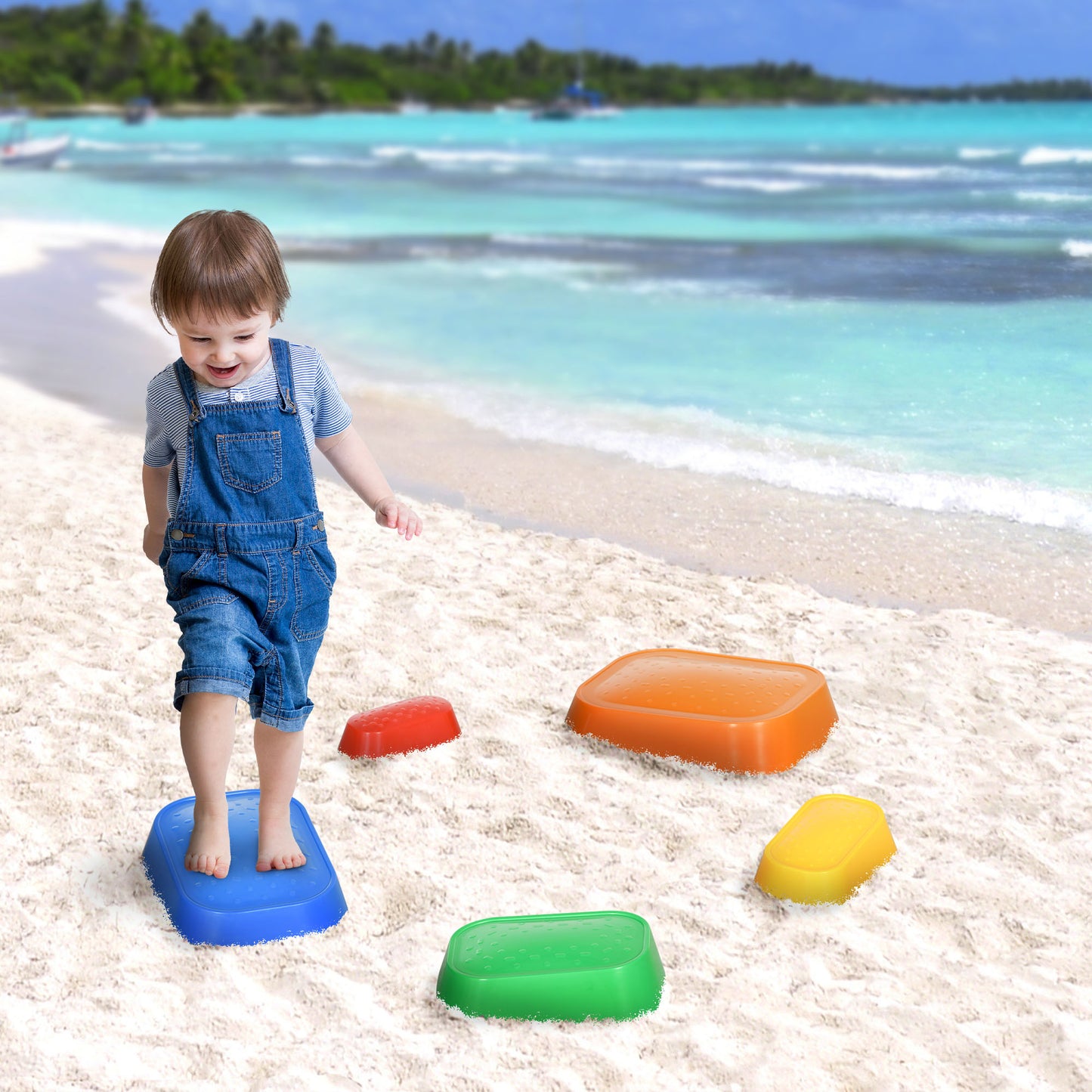 5 Piece Kids Stepping Stones for Sensory Play, Obstacle Course Equipment, Suitable for Ages 3-8, Indoor/Outdoor Kids Crystal