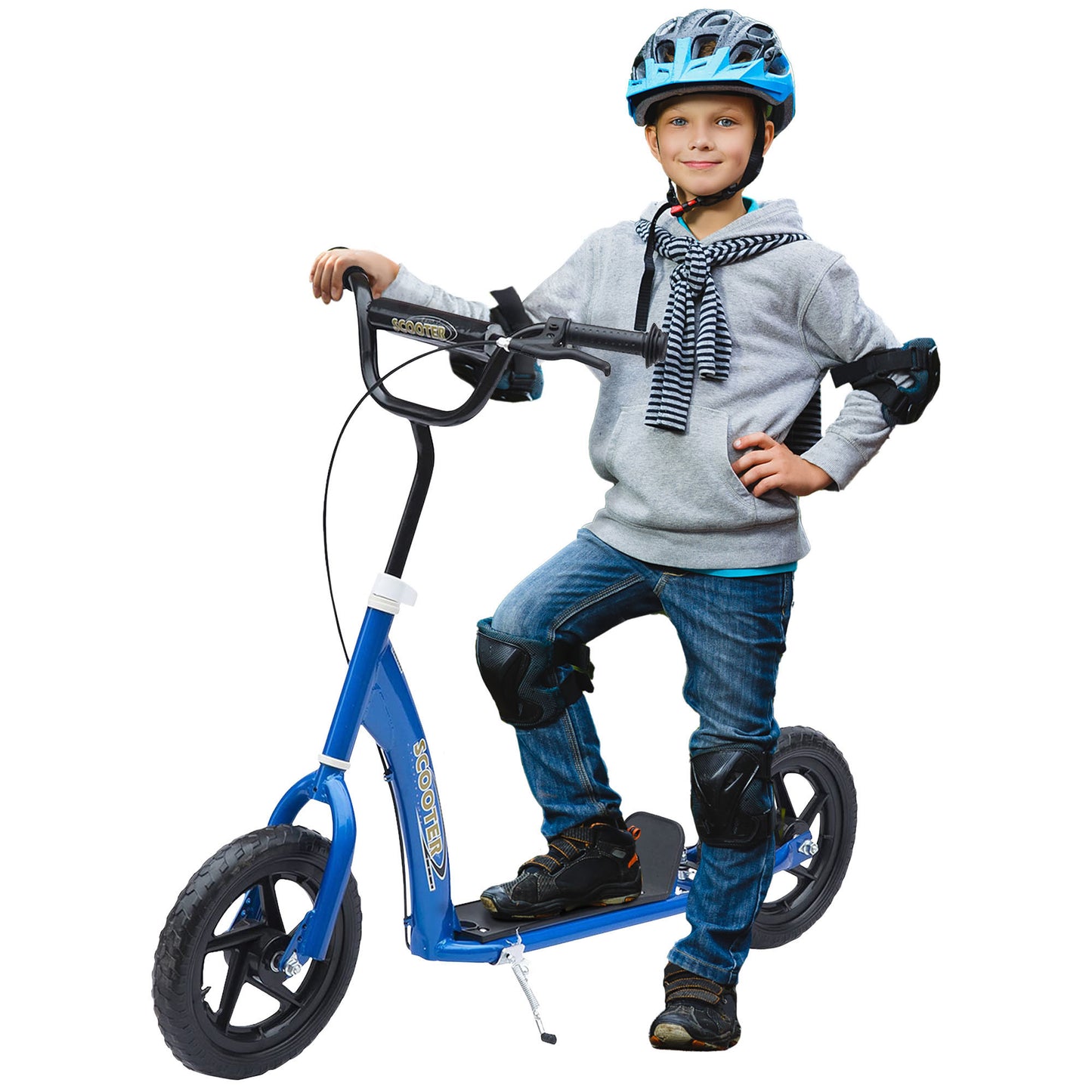 Kids Scooter Street Bike with 12 Tire for Ages 5+ Ride on Toy Blue Kids Crystal