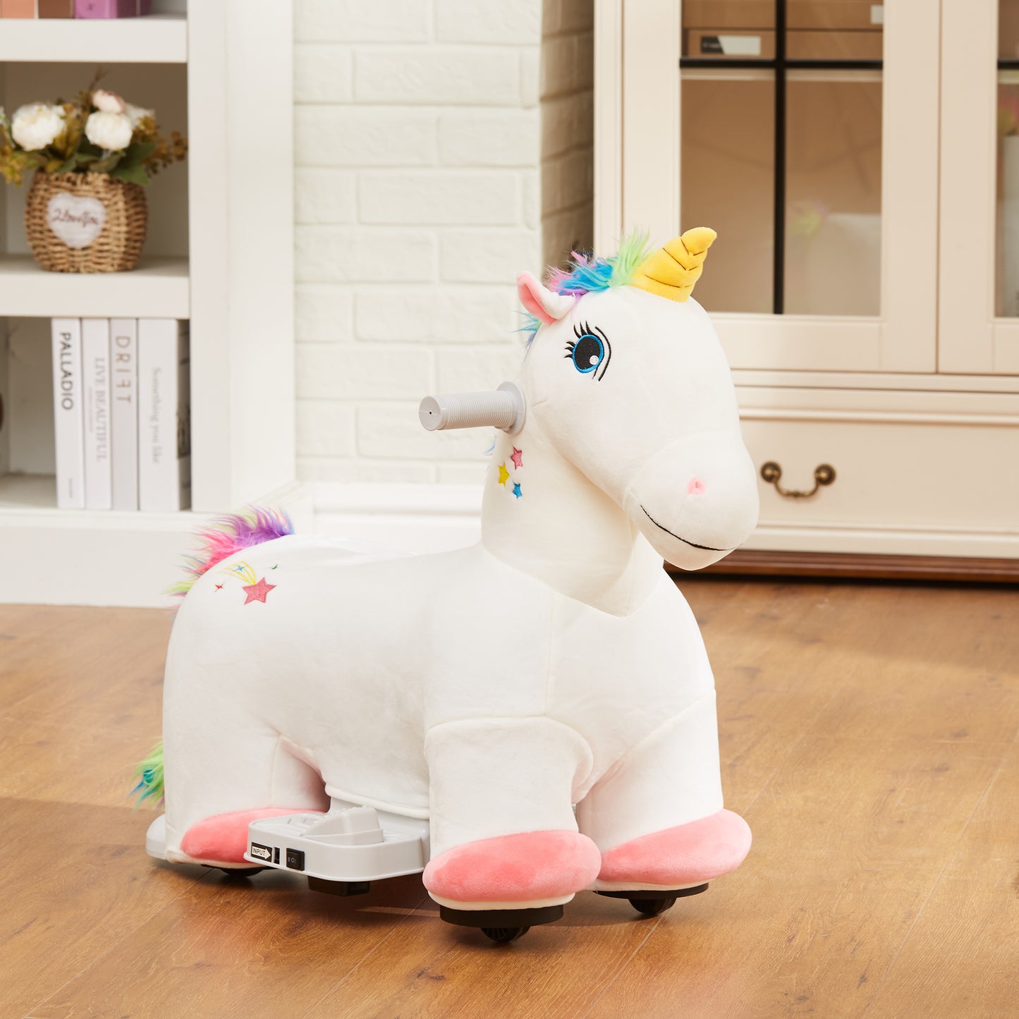 6V Ride on Unicorn, Battery Powered Kids Riding Pony with Music Forward, Aged 18-36 Months, White Kids Crystal