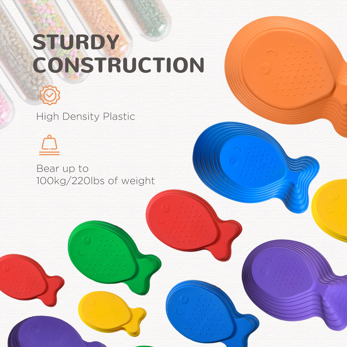 11pcs Kids Balance Stepping Stones, Fish Style - Non-slip, Stackable Obstacle Course for Toddler Balance Kids Crystal