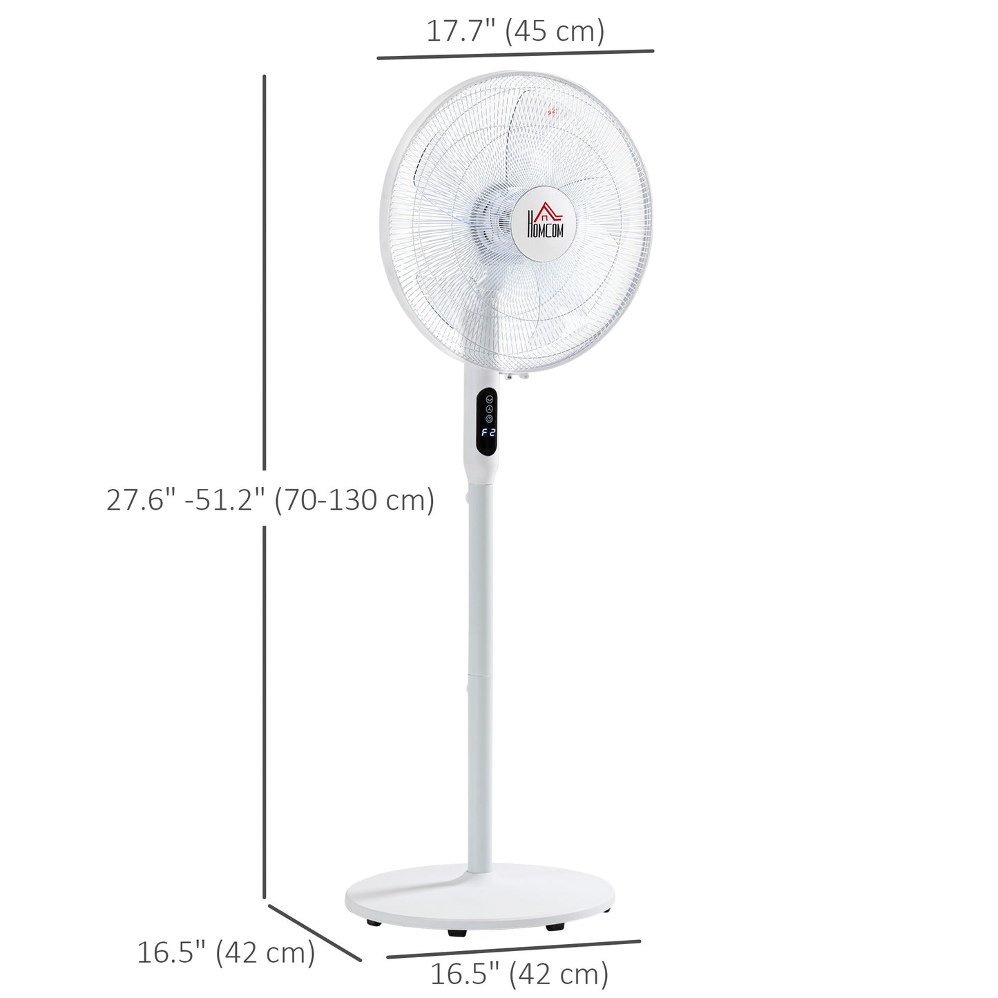 Oscillating Standup Fan with Remote LED Display Cooling Device for Home Office White