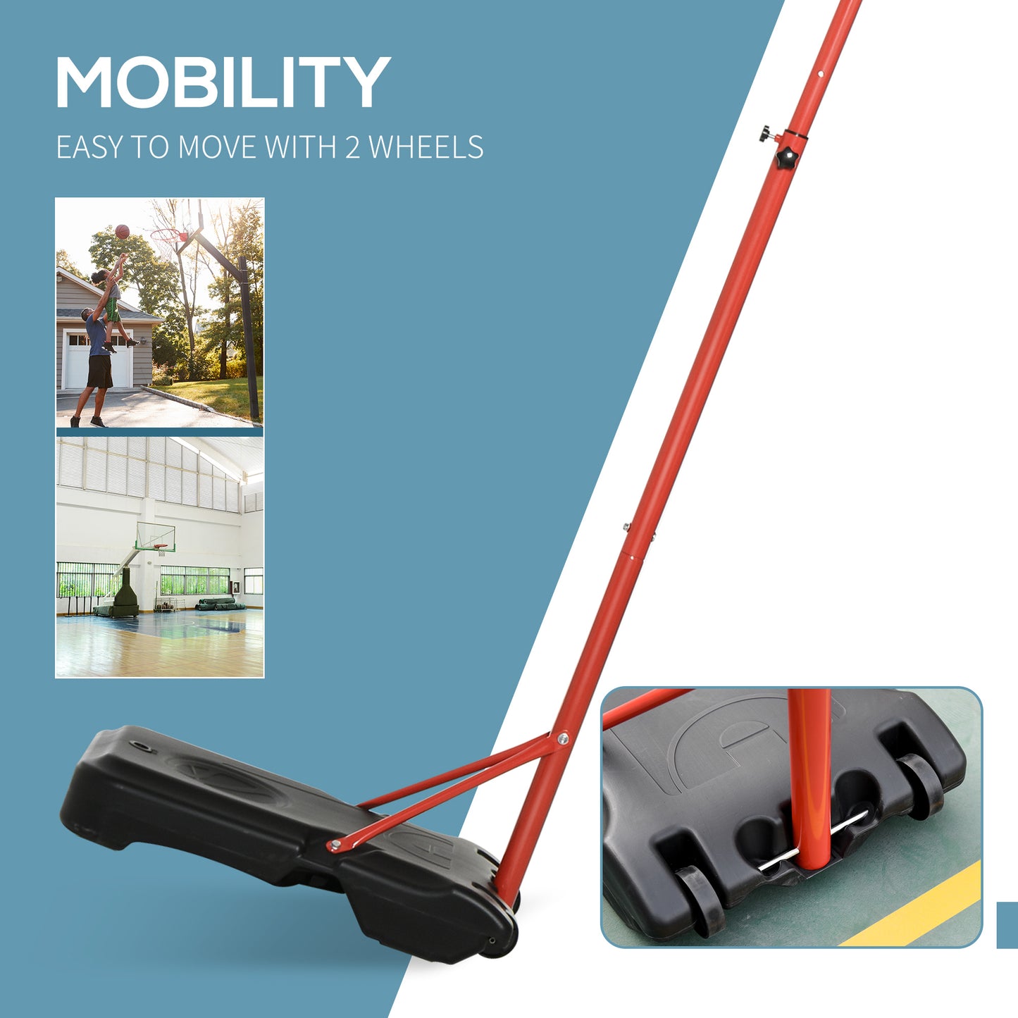 6.6'-8.2' Adjustable Portable Basketball Stand Outdoor Indoor Hoop System Backboard w/ Wheels For Youth Kids Kids Crystal