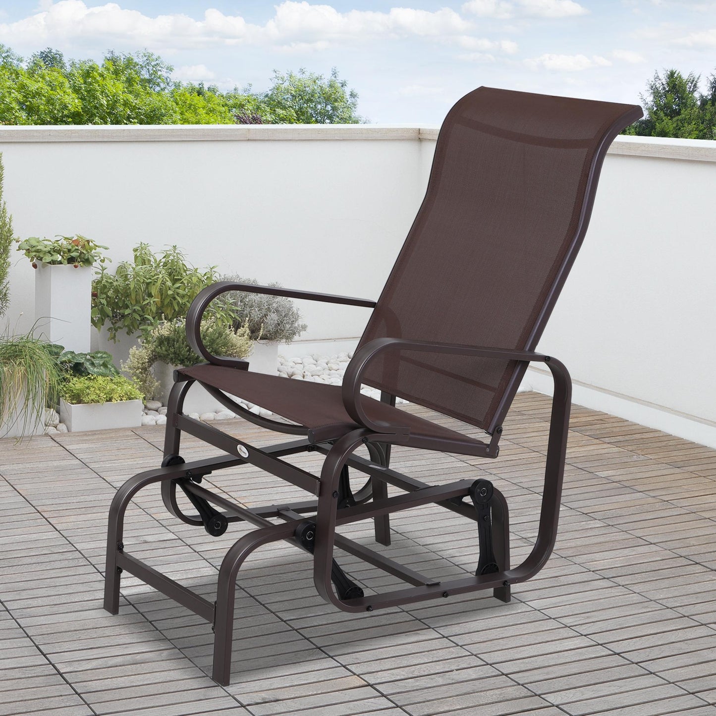 Patio Garden Glider Swing Chair Outdoor Mesh Rocking Gliding Seat Yard Porch Furniture Brown Kids Crystal