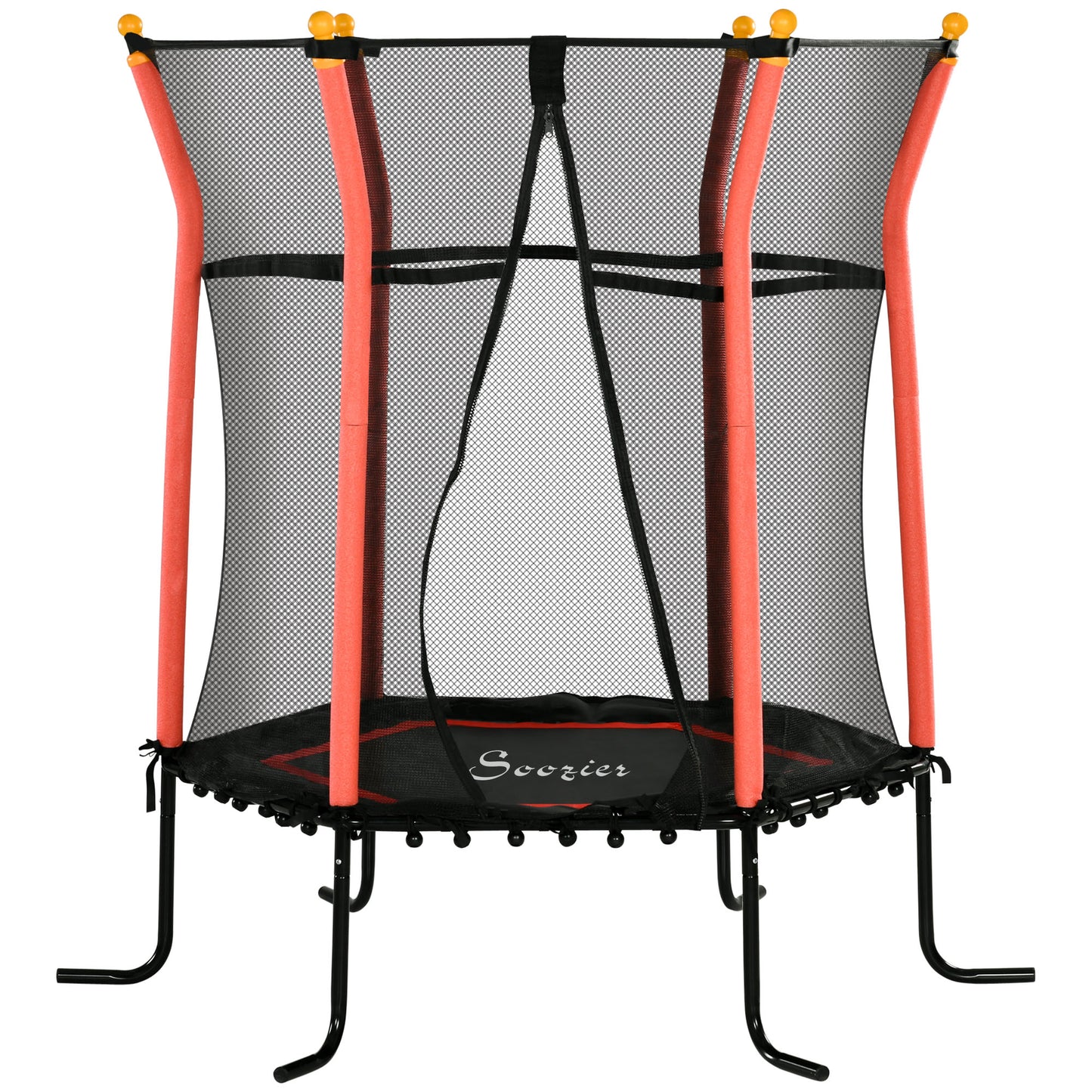 64" Kids Trampoline Indoor/Outdoo with Enclosure Net Elastic Thick Padded Pole Gift for Ages 3-10 Years Old Red Kids Crystal
