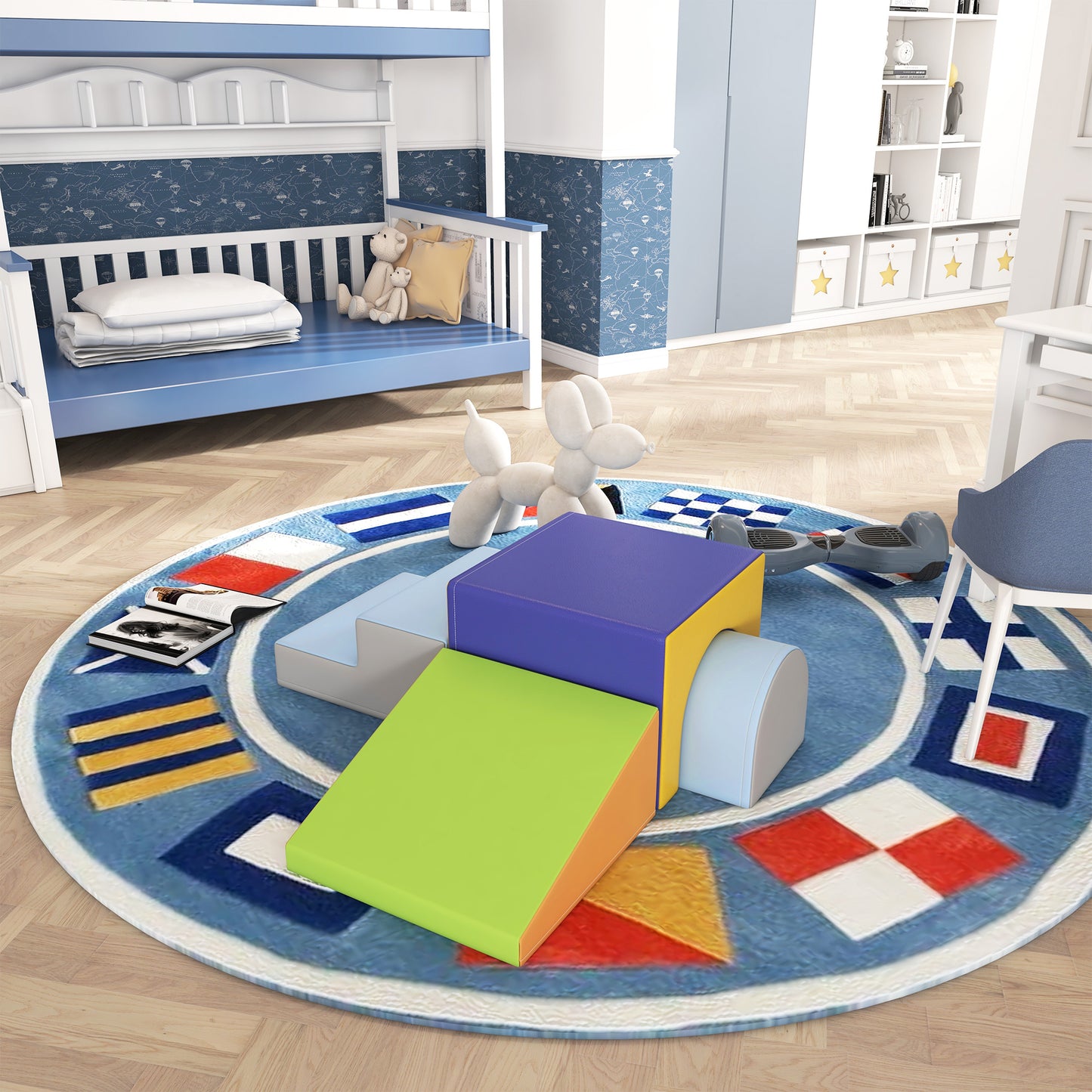 4 Piece Foam Play Set for Toddlers and Children, Dark Colour Kids Crystal