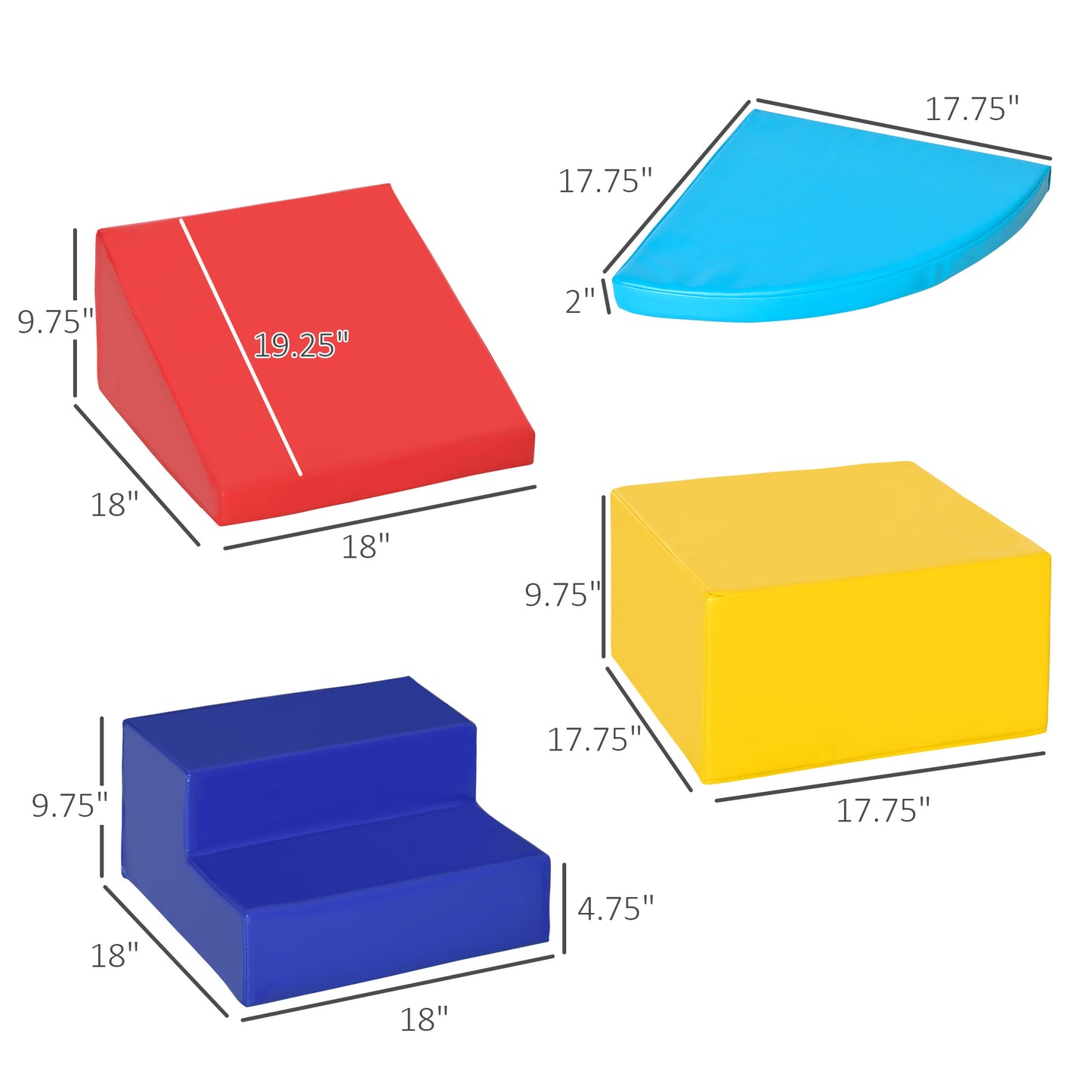 4-Piece Foam Climb & Crawl Set: Lightweight Toddler Nuggets for Active Play Zone Kids Crystal