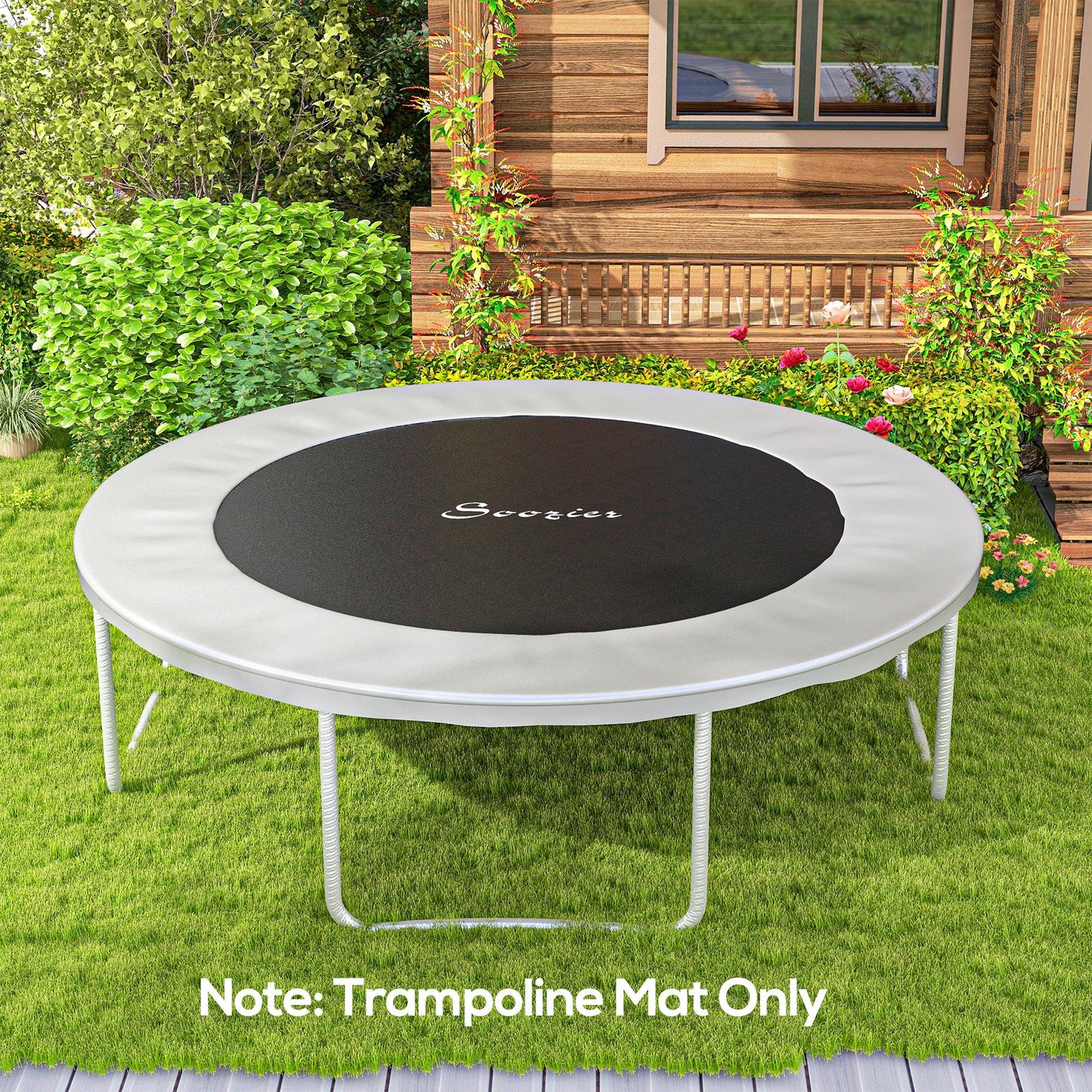 Trampoline Replacement Mat, Fits 14' Trampoline w/ 80 V-Hooks & 5.5" Springs (Spring & Frame not Included), Black Kids Crystal