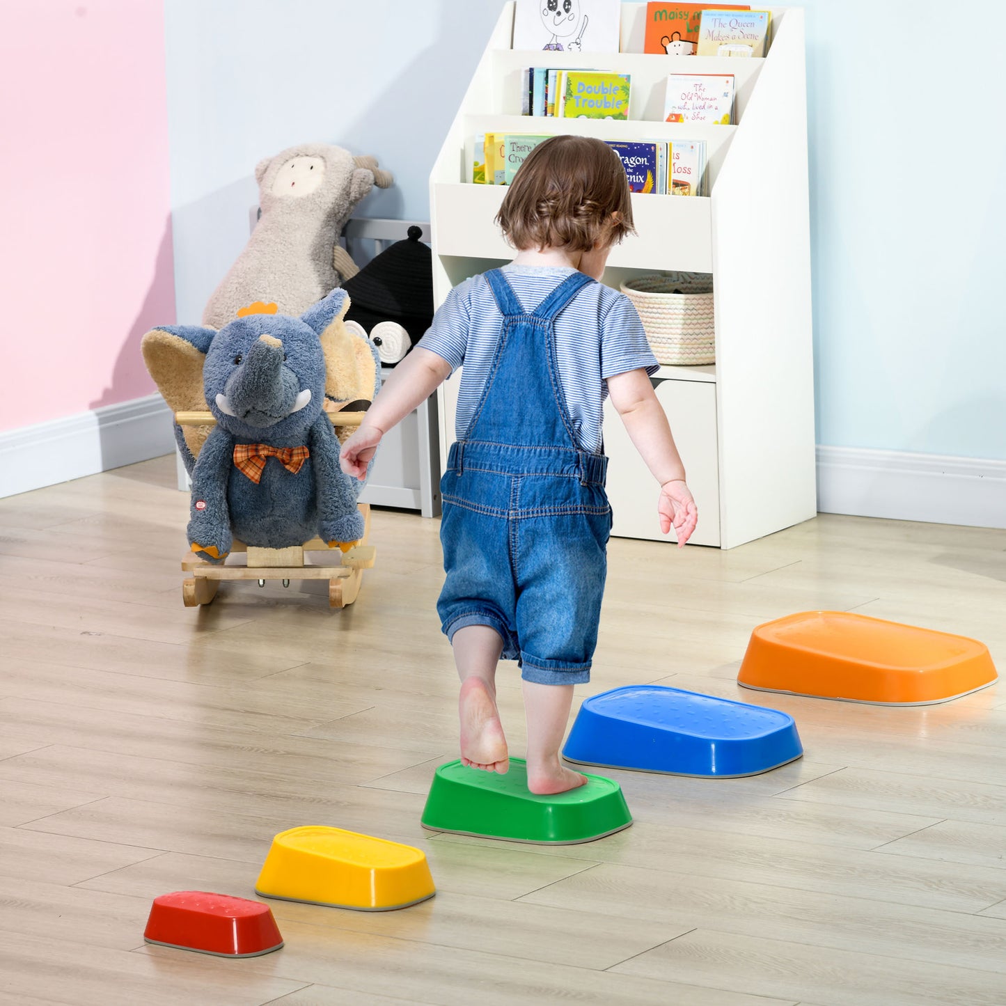 5 Piece Kids Stepping Stones for Sensory Play, Obstacle Course Equipment, Suitable for Ages 3-8, Indoor/Outdoor Kids Crystal