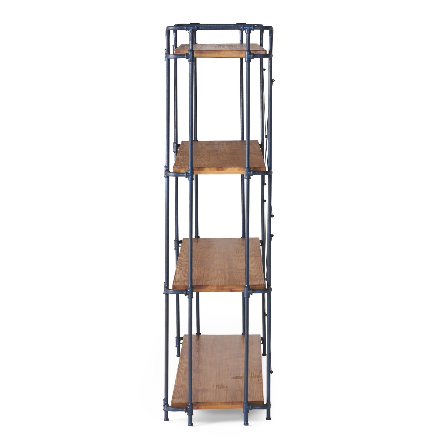 4 Tier Bookcase with Industrial Style, Heavy Duty Shelving with Wood Shelves for Patios, Backyard, 64" L x 17.5" W x 66.5" H, Natural Kids Crystal