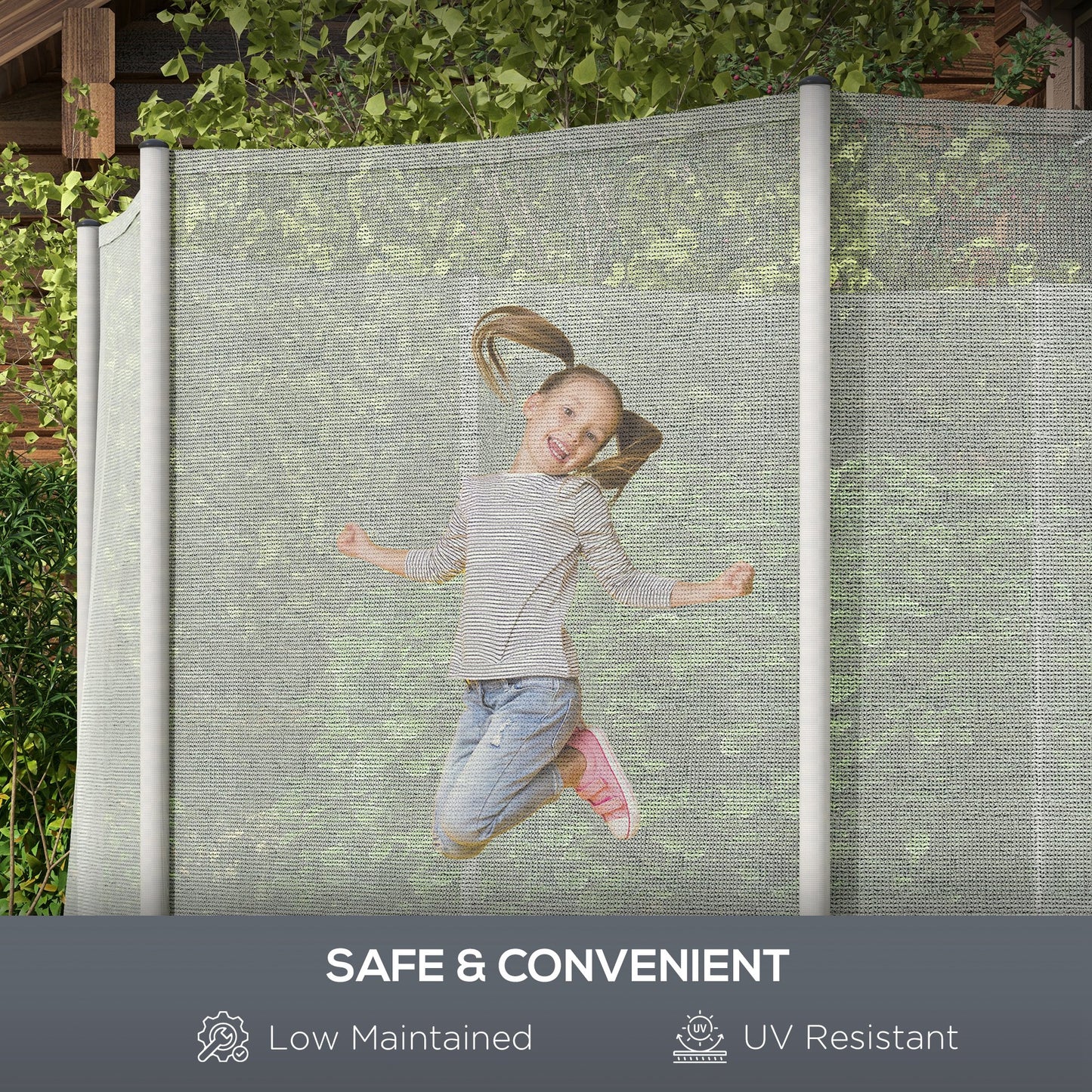 14FT Enclosure Trampolining Bounce Safety Accessories Trampoline Net with 8 Poles, Grey Kids Crystal