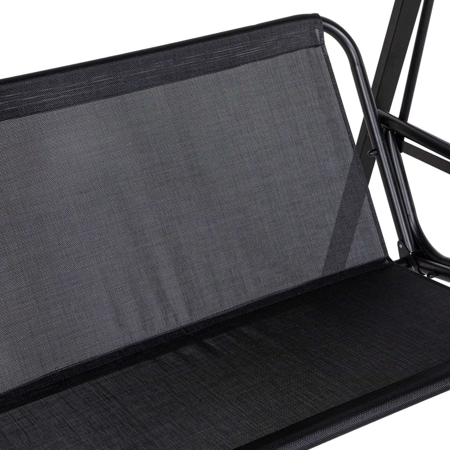 Outdoor Porch Swing 2-Seater with Adjustable Canopy, Comfortable Patio Swing Chair for Garden, Poolside, Backyard in Black Kids Crystal