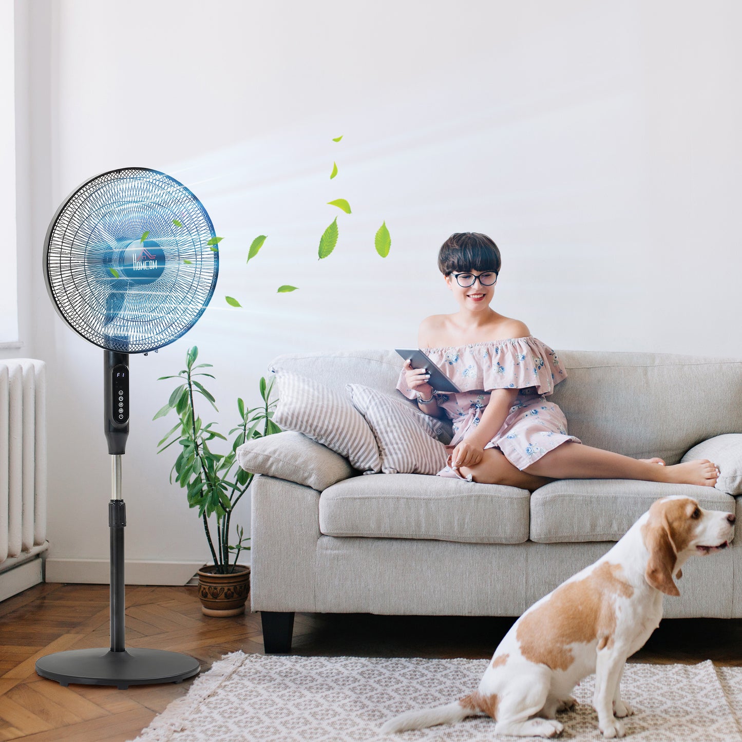 Standing Floor Fan Remote Control Stand Up Cooling Tall Pedestal Electric Bedroom Black Kids Crystal
